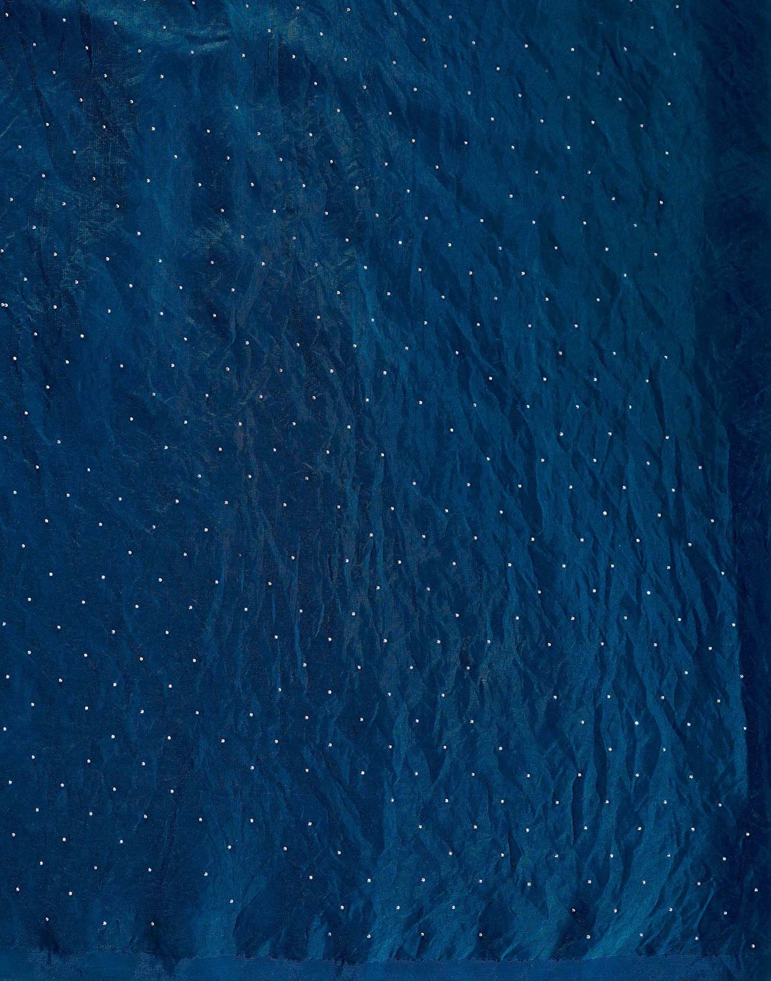 Peacock Blue Shimmer Stone Work Swarovski Saree