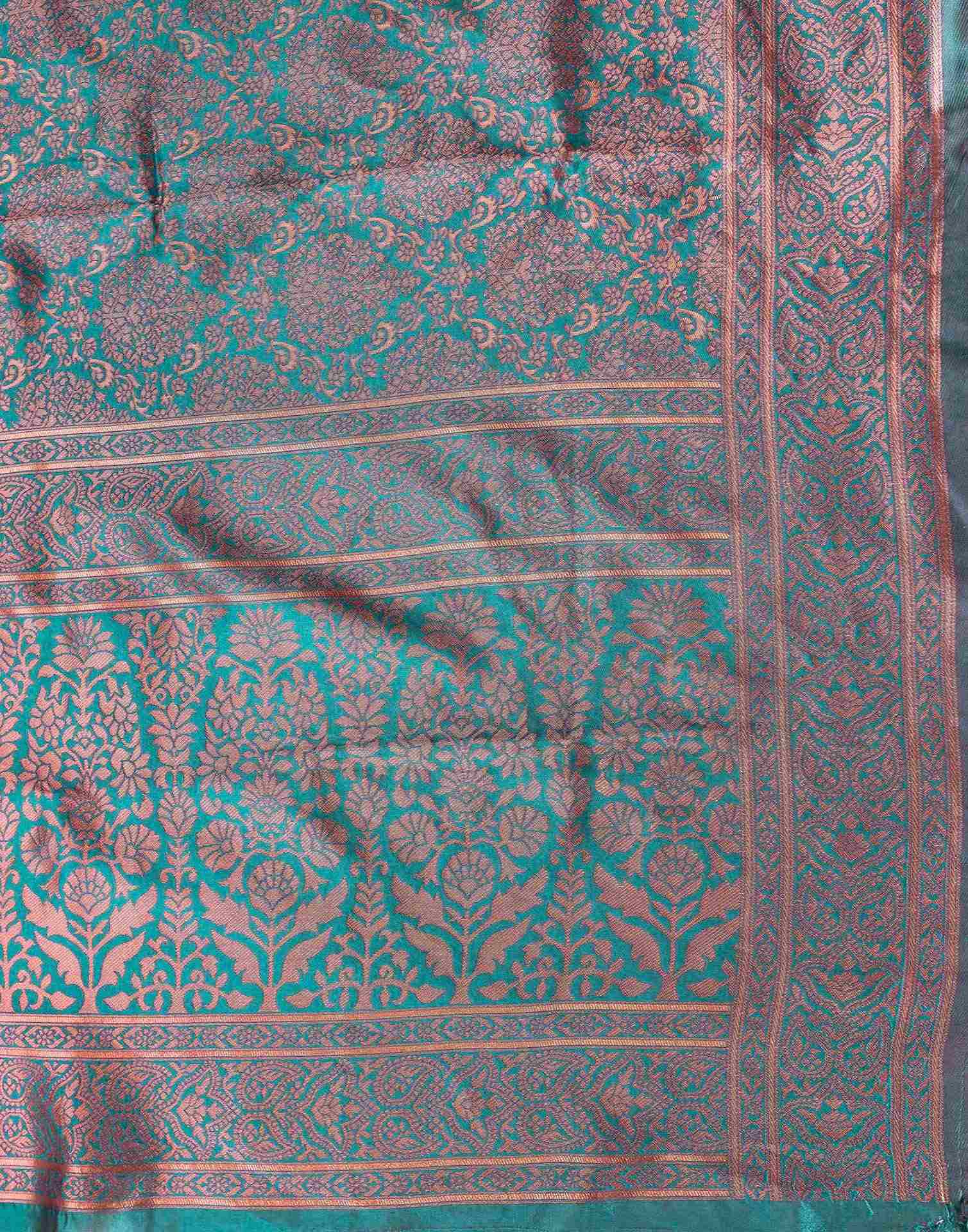 Teal Green Silk Woven Banarasi Saree