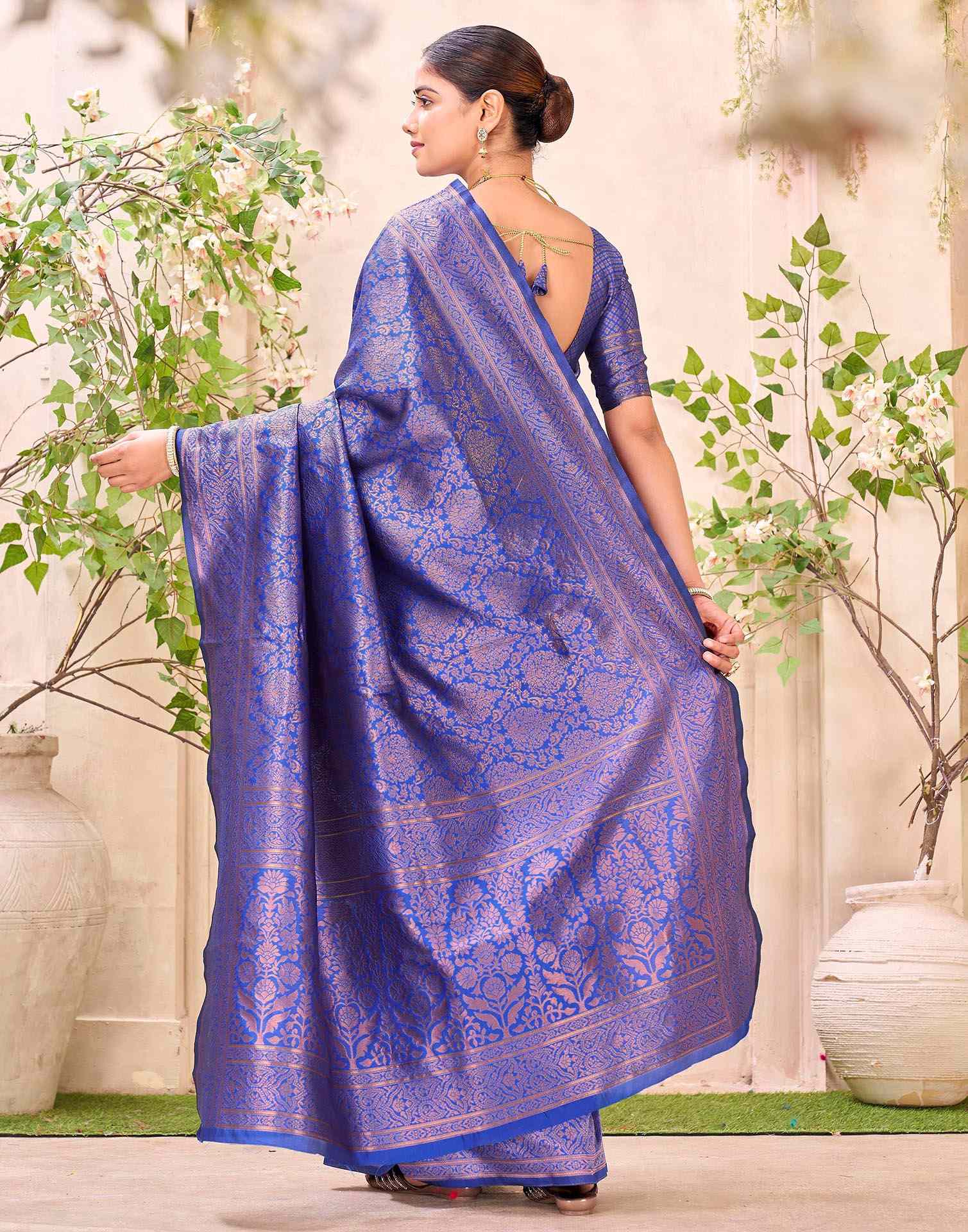 Blue Silk Woven Banarasi Saree
