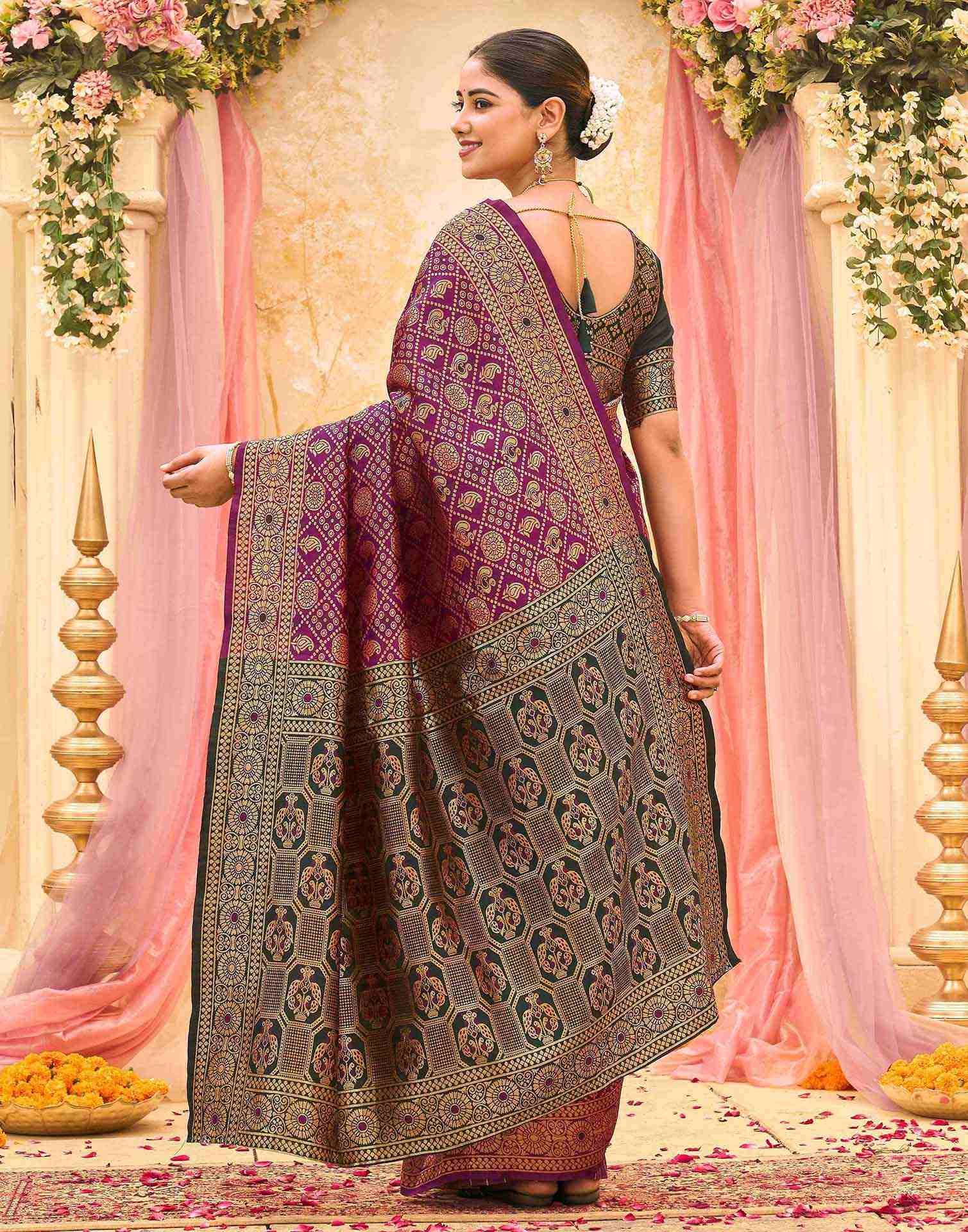 Purple Silk Woven Banarasi Saree