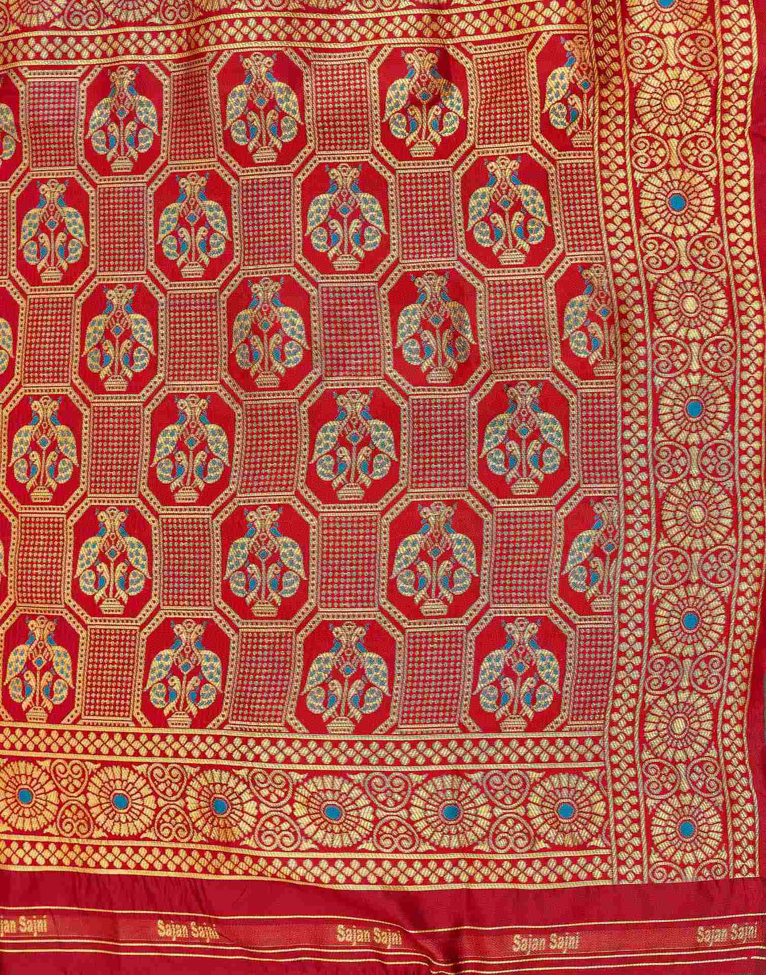 Teal Green Silk Woven Banarasi Saree