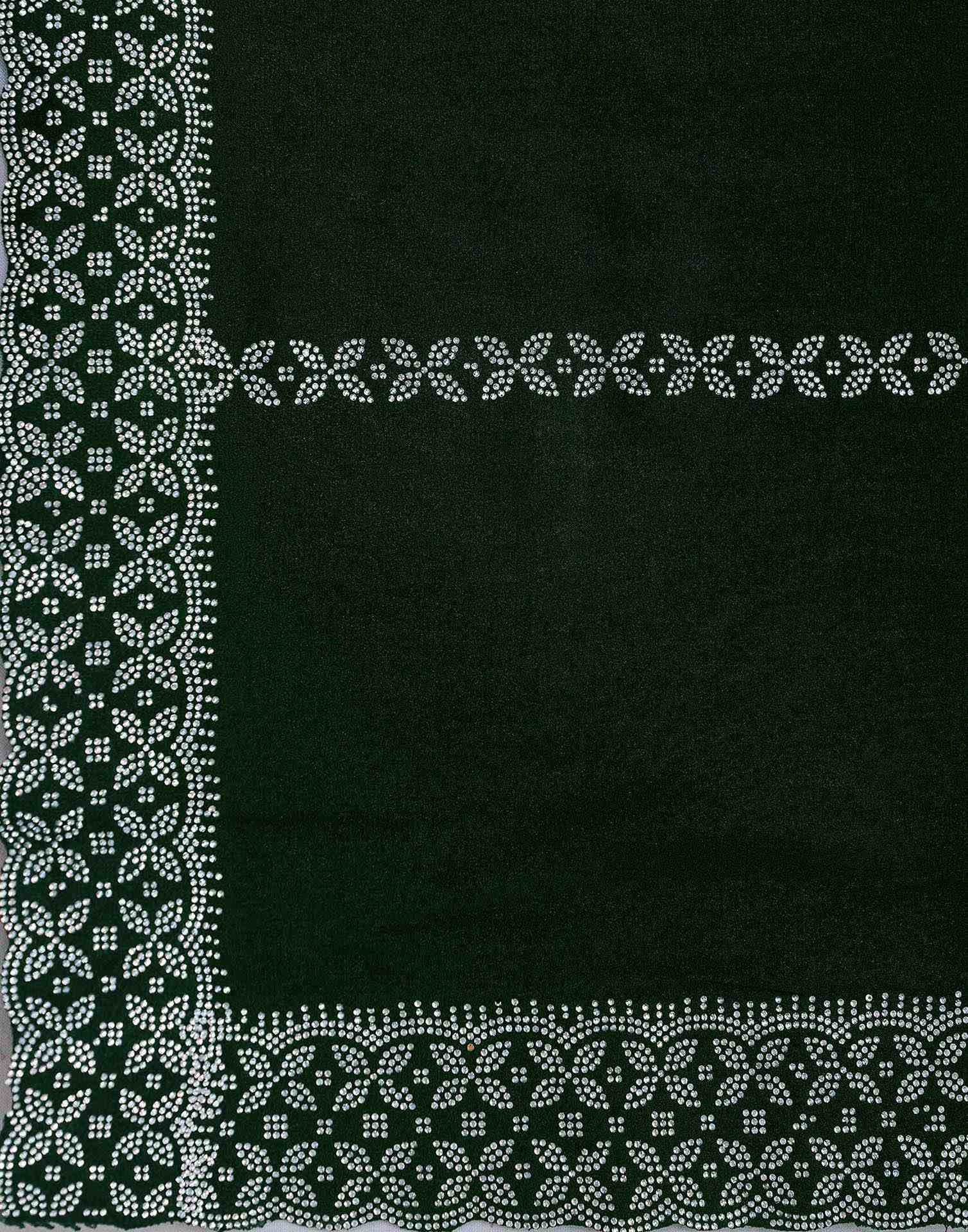 Dark Green Shimmer Stone Work Swarovski Saree