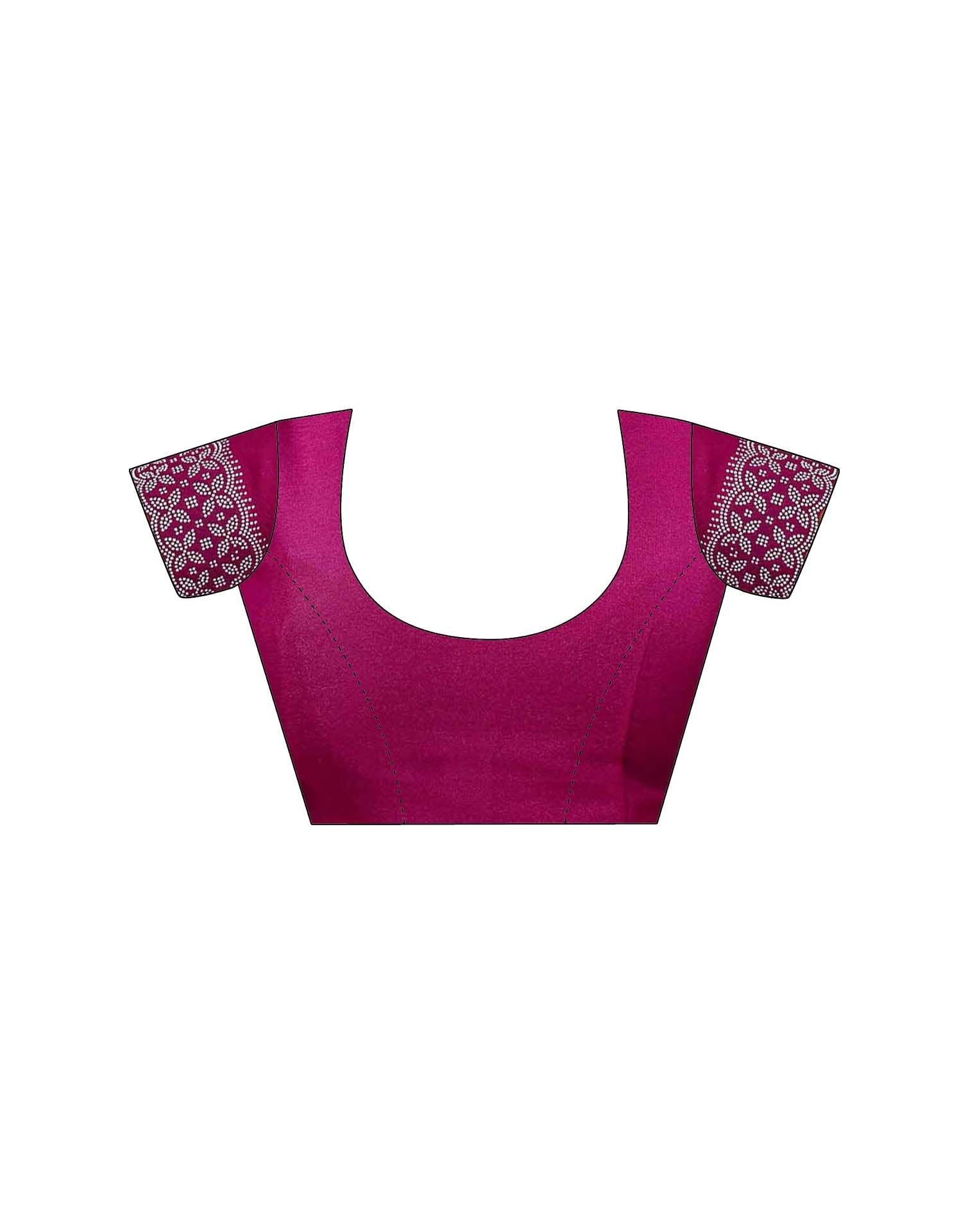 Rani Pink Shimmer Stone Work Swarovski Saree