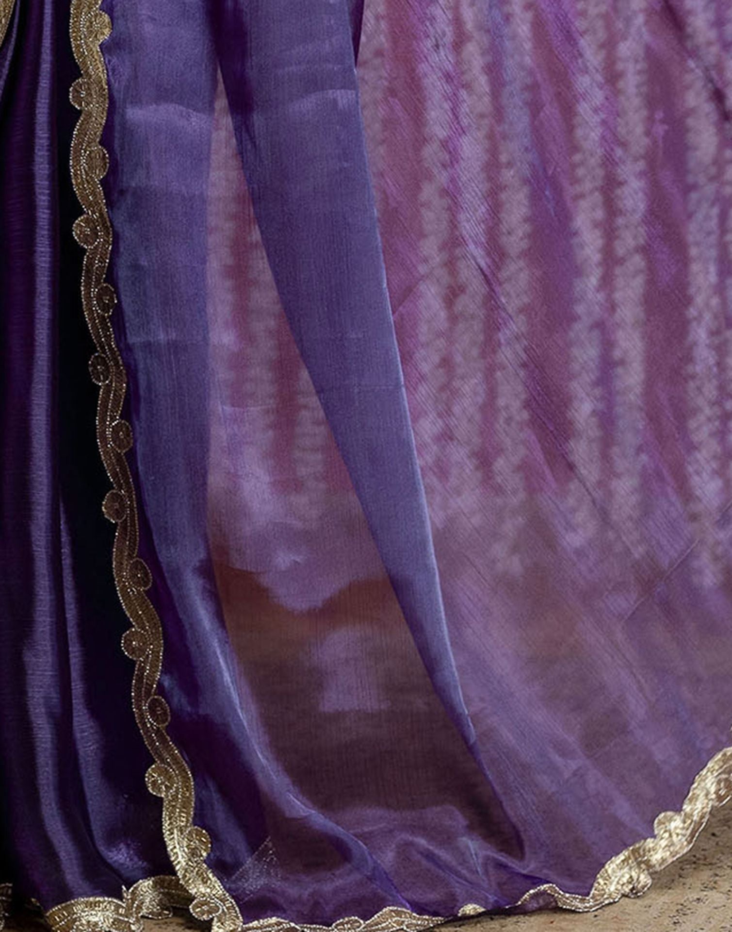 Violet Shimmer Embellished Lace Saree