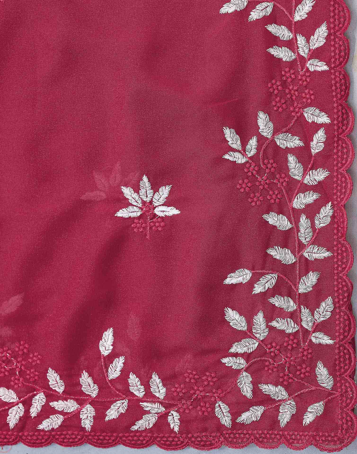 Pink Georgette Embroidery Saree