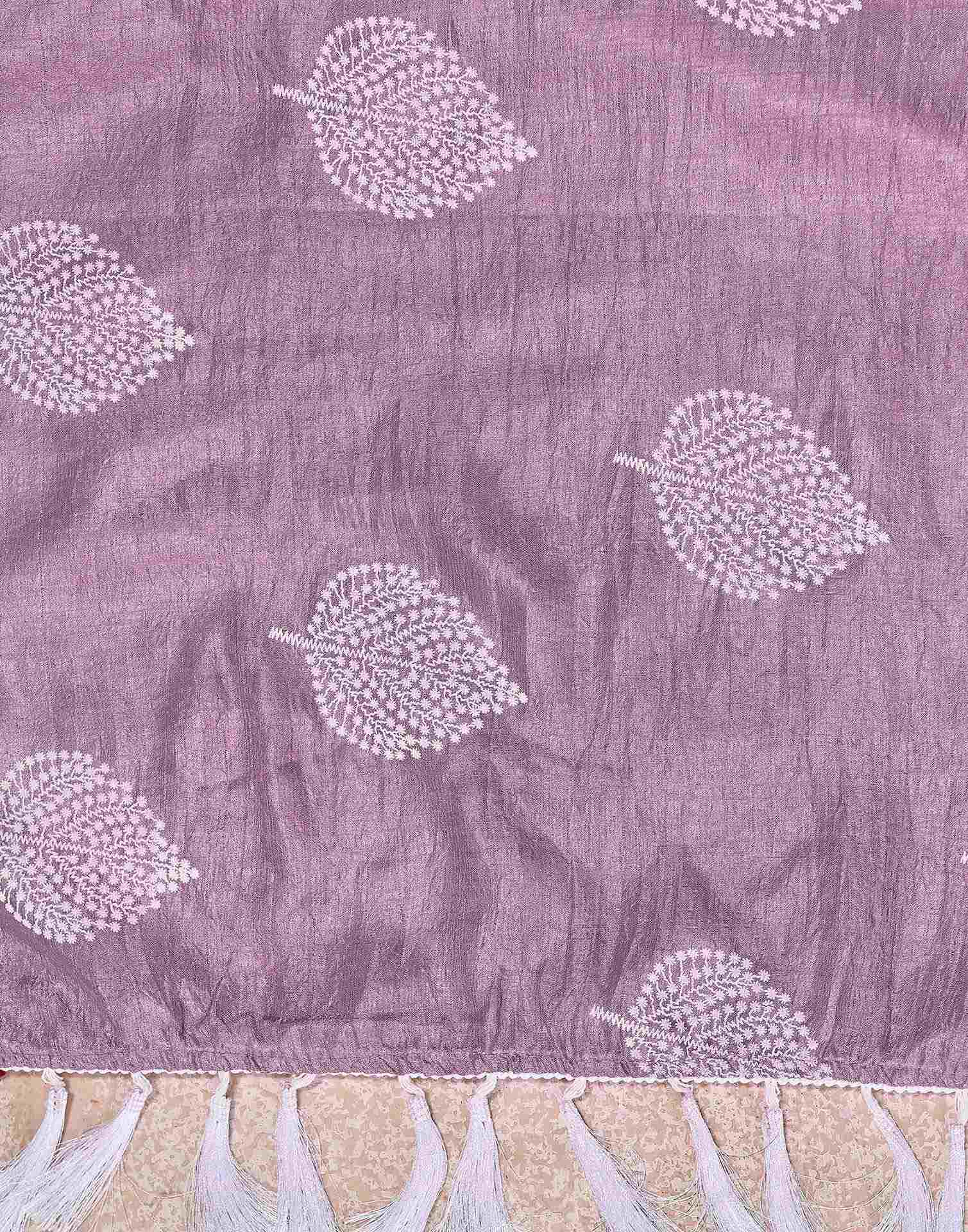 Mauve Vichitra Silk Printed Saree