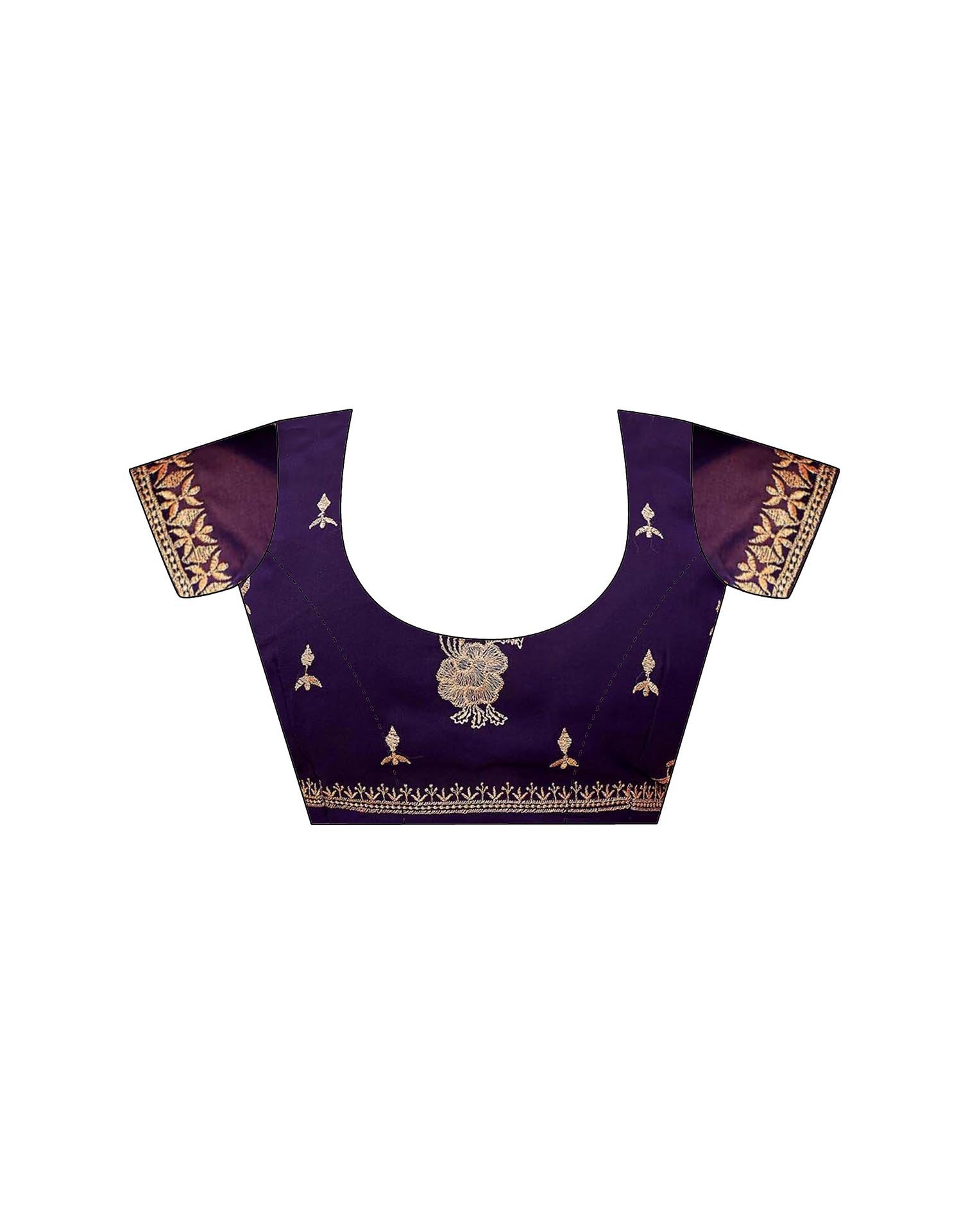 Purple Georgette Embroidery Swarovski Saree