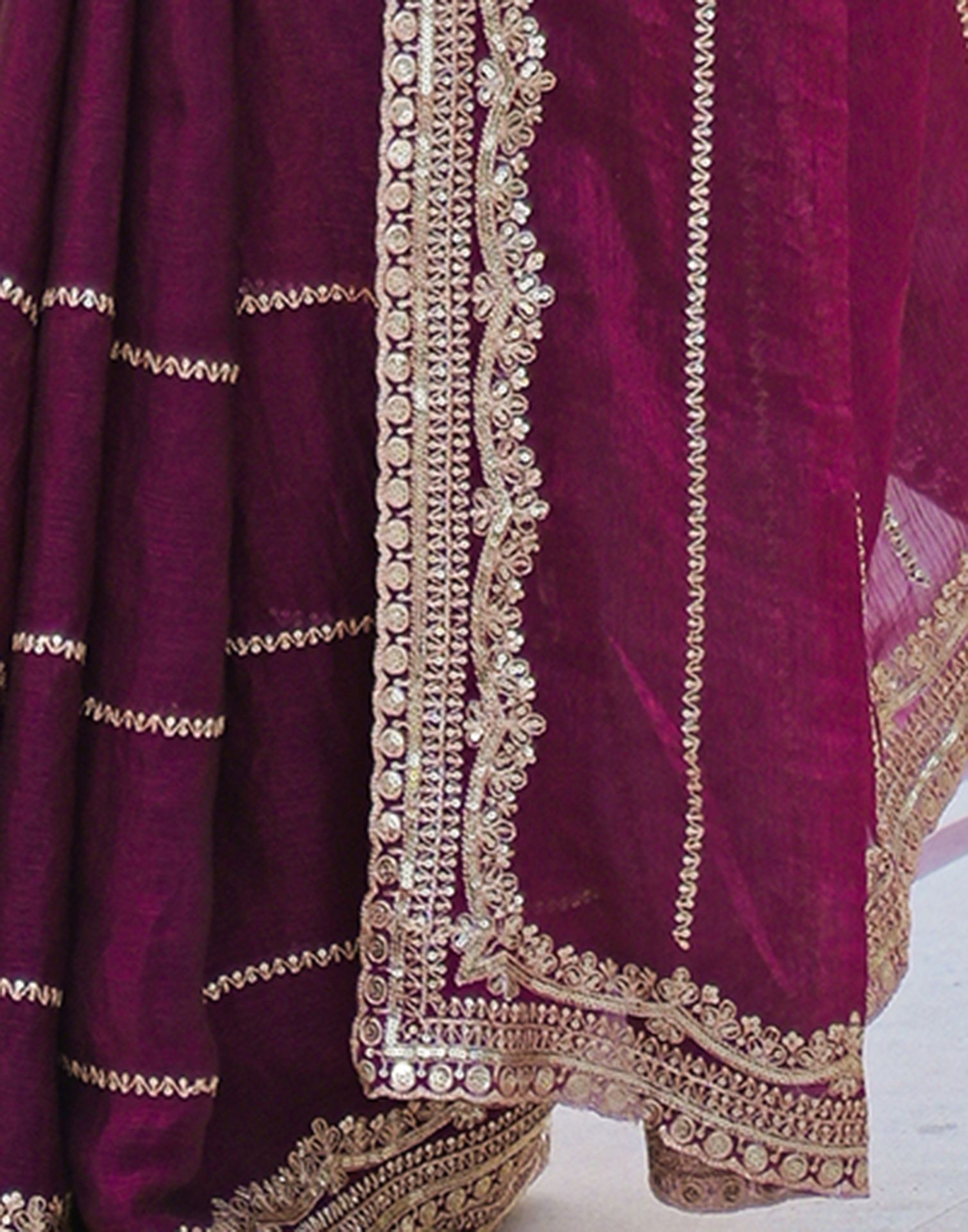 Magenta Shimmer Sequence Embroidery Saree