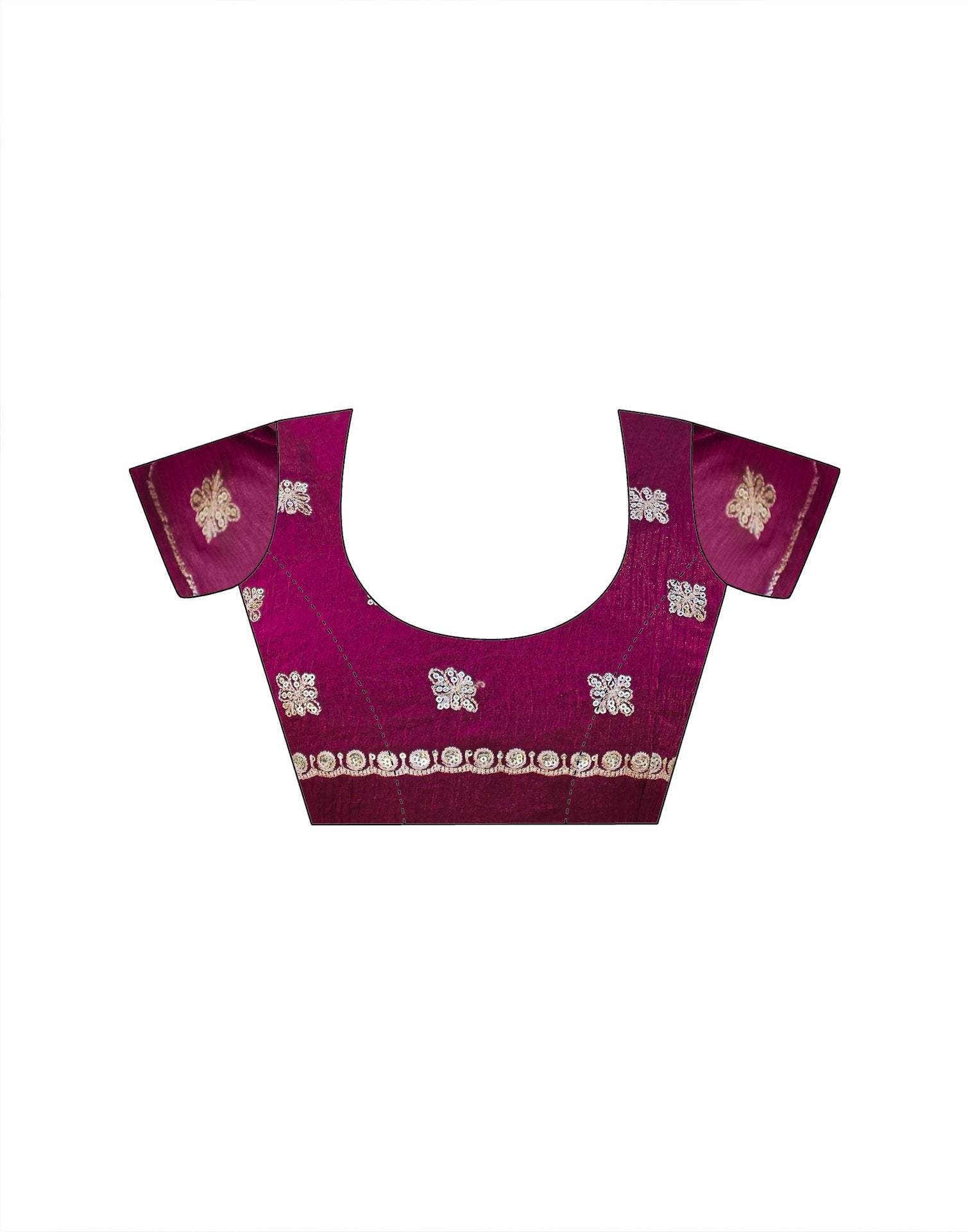 Magenta Shimmer Sequence Embroidery Saree