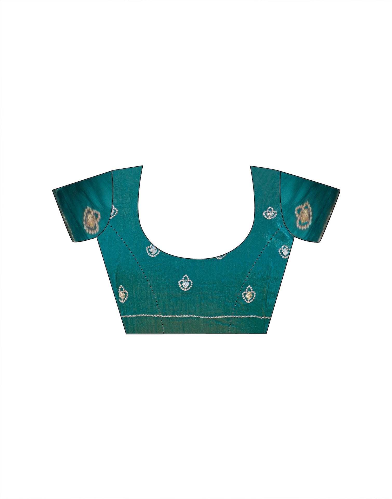 Teal Green Shimmer Sequence Embroidery Saree