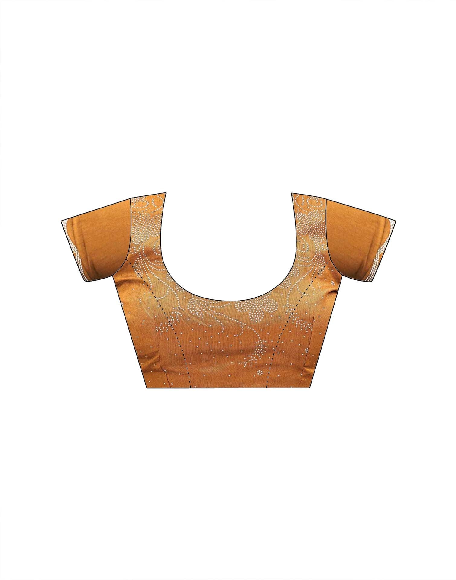 Brown Shimmer Stone Work Embellished Saree