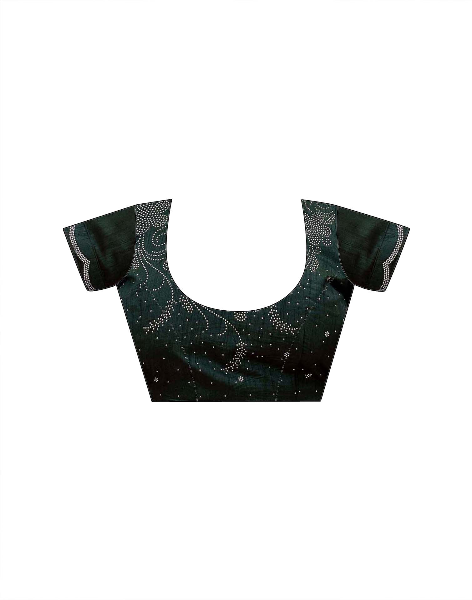 Rama Green Shimmer Stone Work Embellished Saree