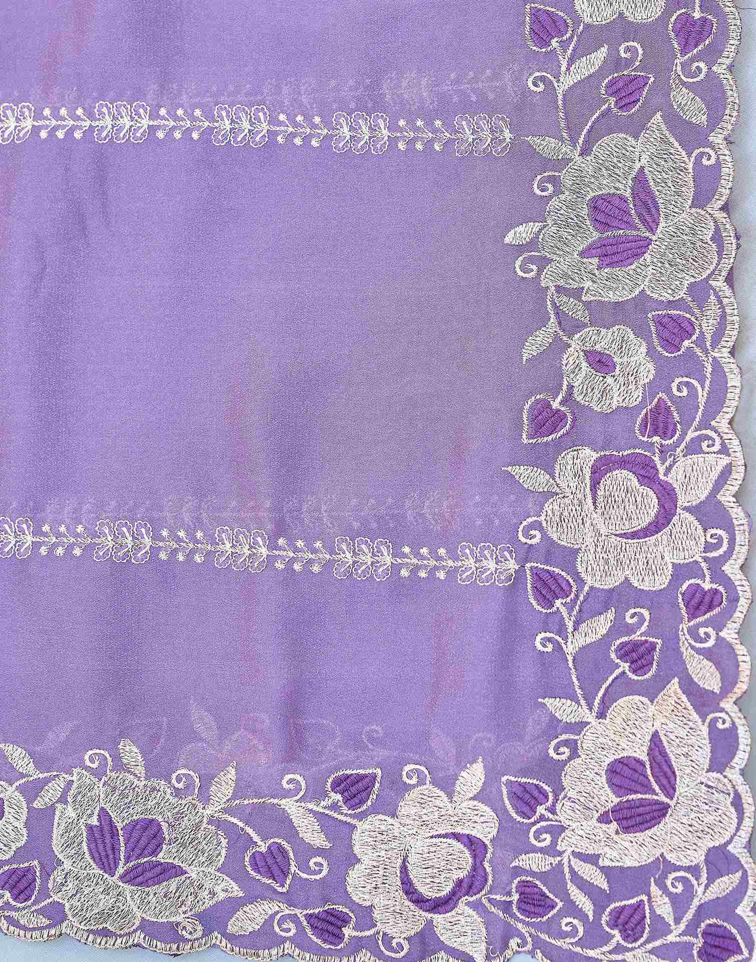 Lavender Shimmer Embroidery Saree
