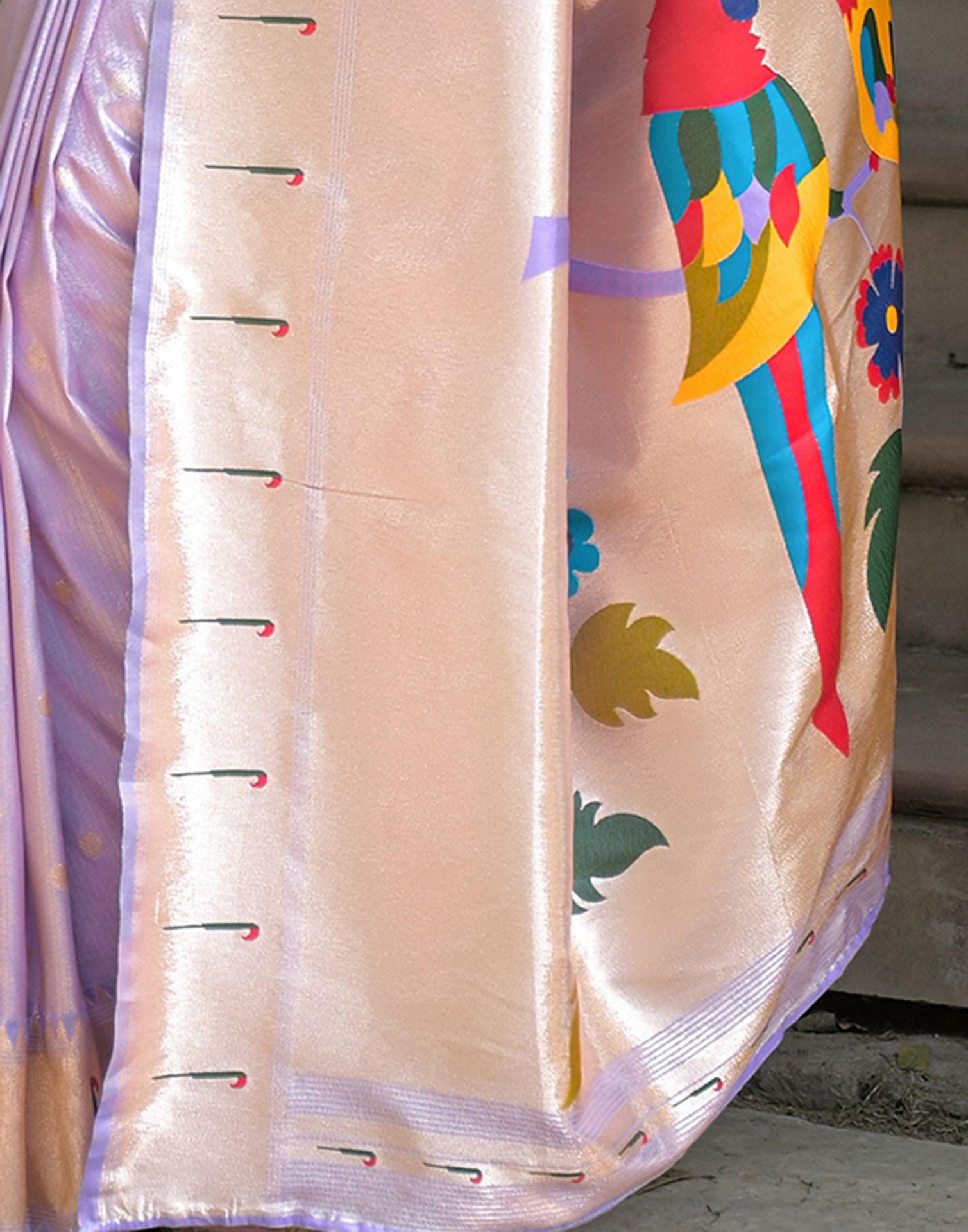 Lavender Silk Woven Paithani Saree