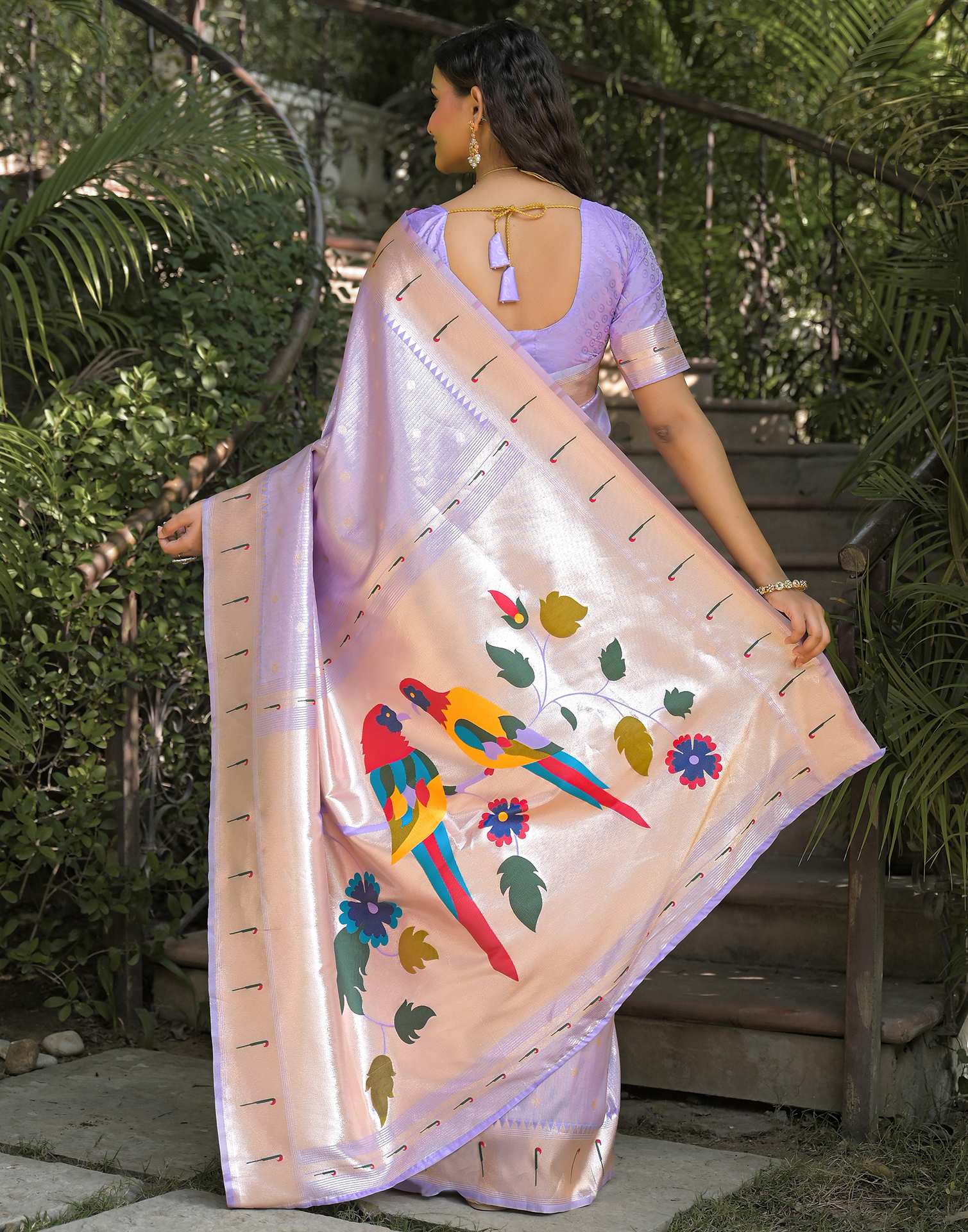 Lavender Silk Woven Paithani Saree