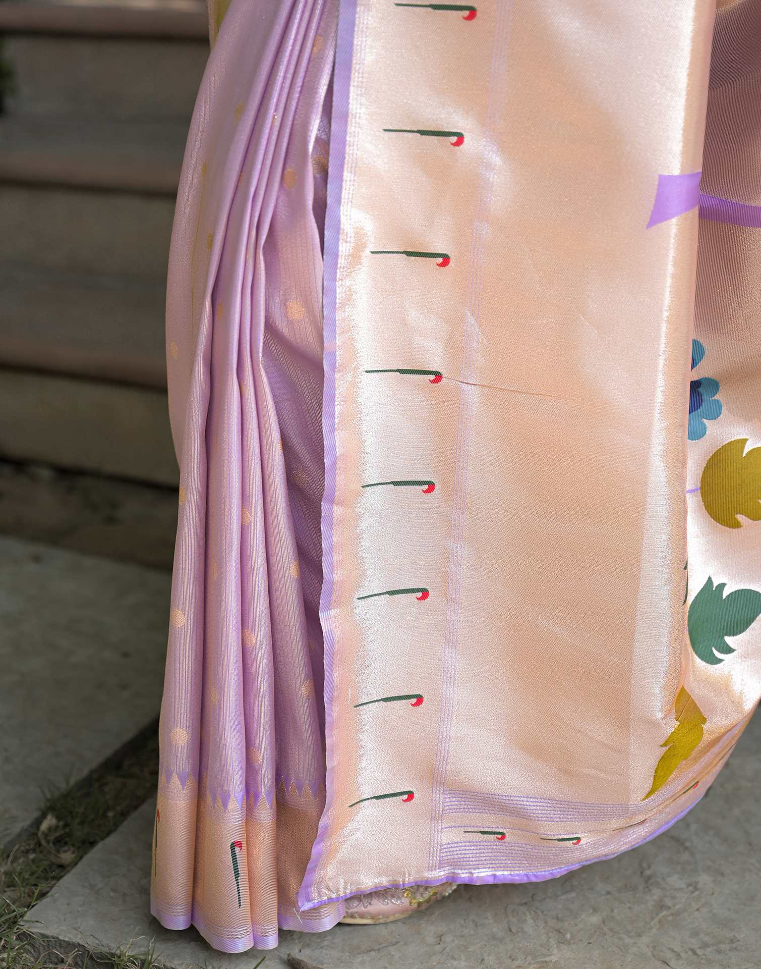 Lavender Silk Woven Paithani Saree