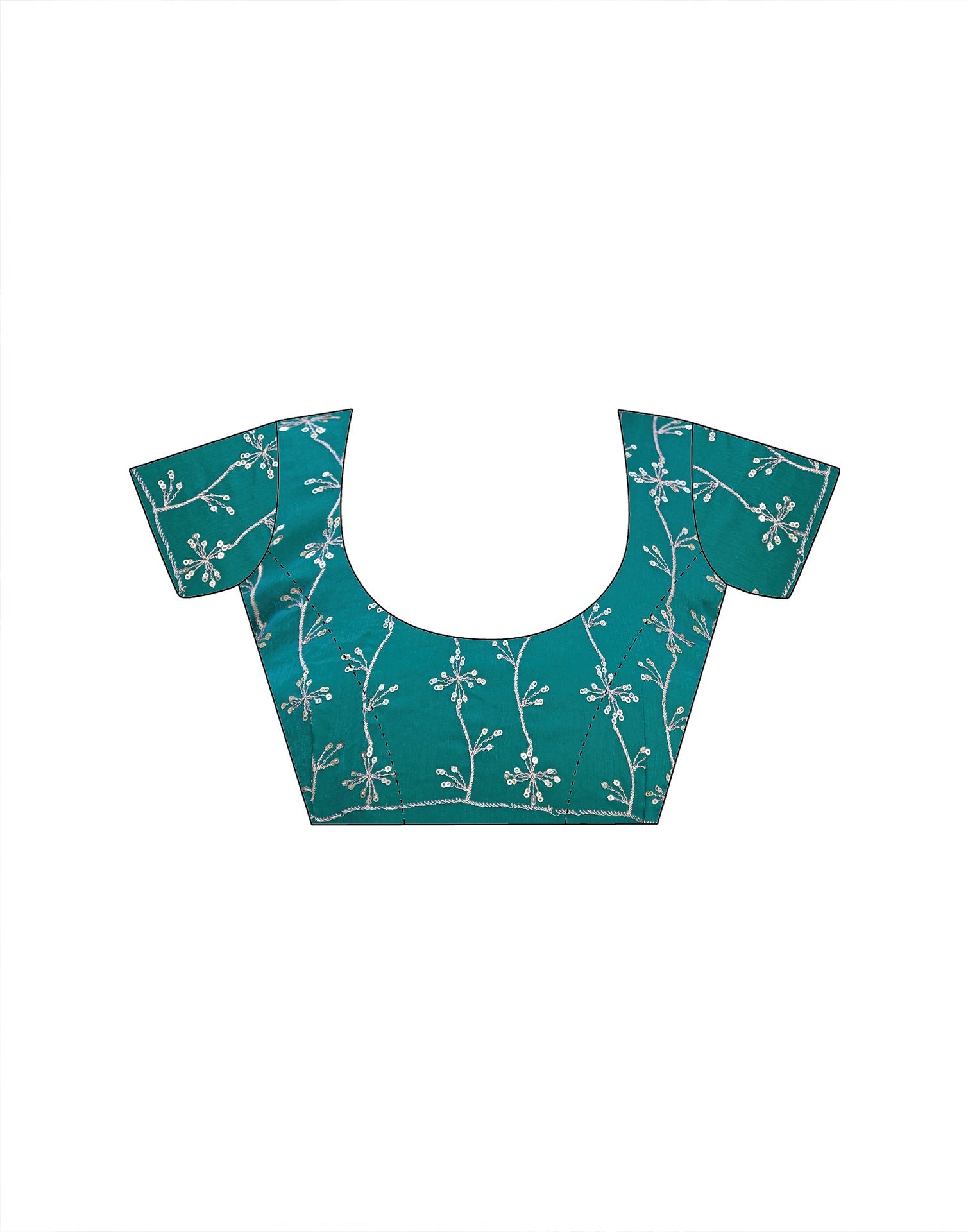 Teal Green Shimmer Chiffon Sequence Embroidery saree