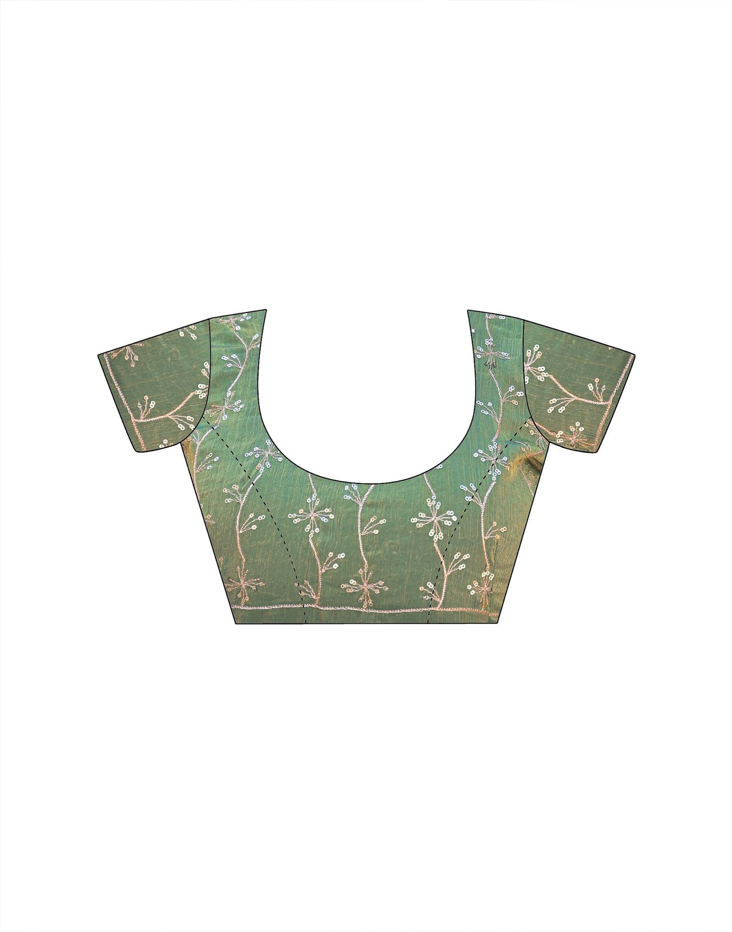 Mint Green Shimmer Chiffon Sequence Embroidery saree