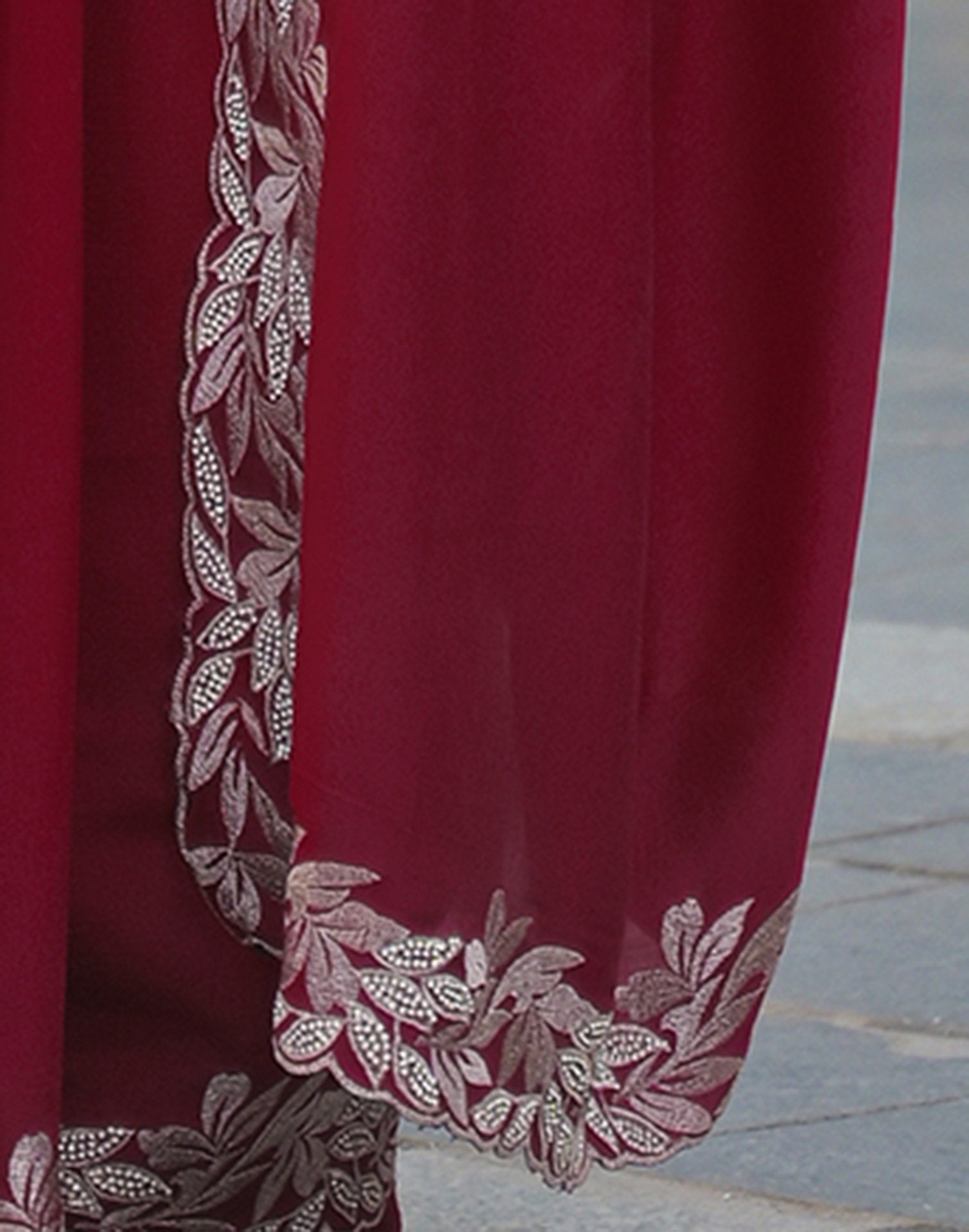 Red Vichitra Silk Embroidery Saree