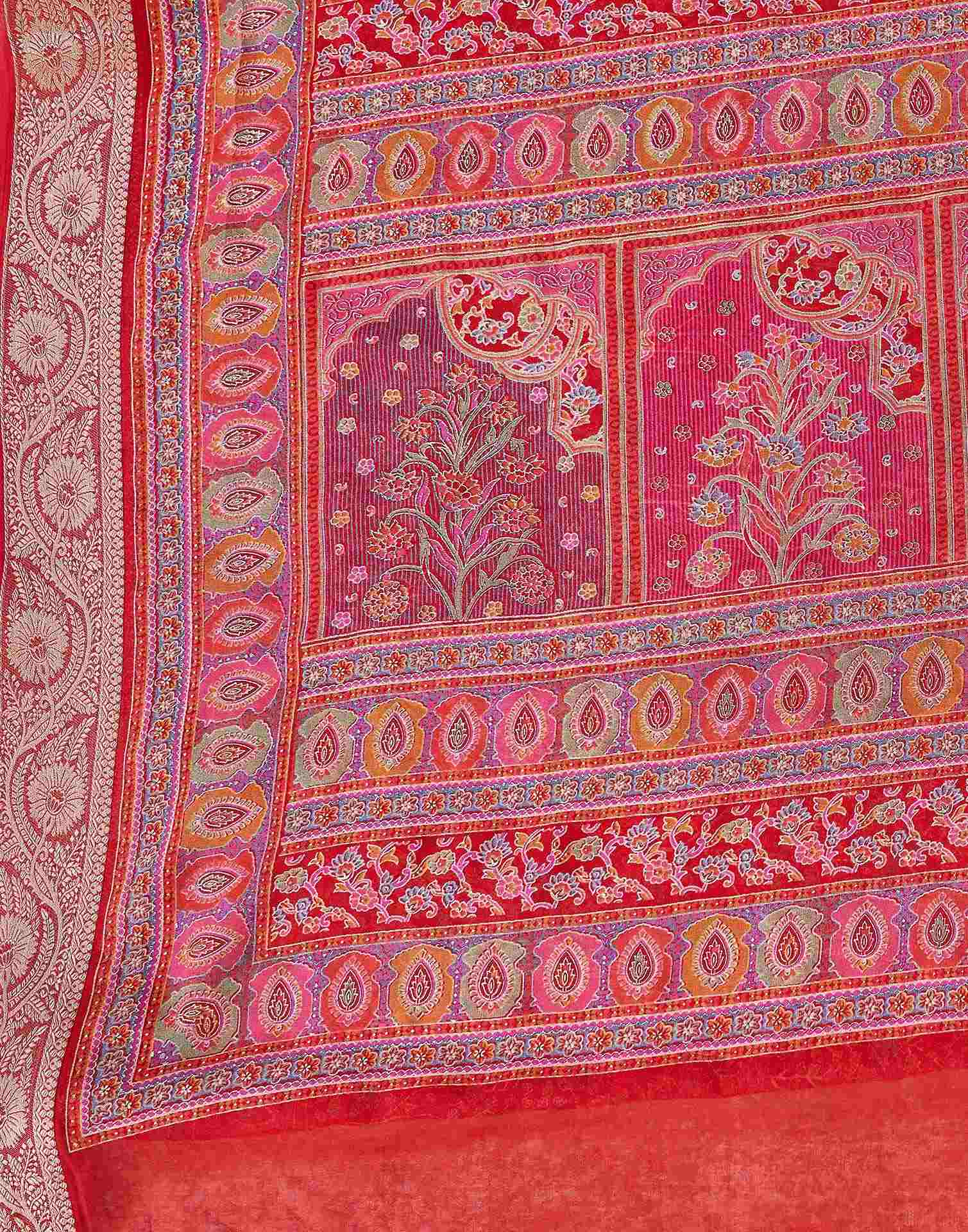 Red Georgette Printed Saree