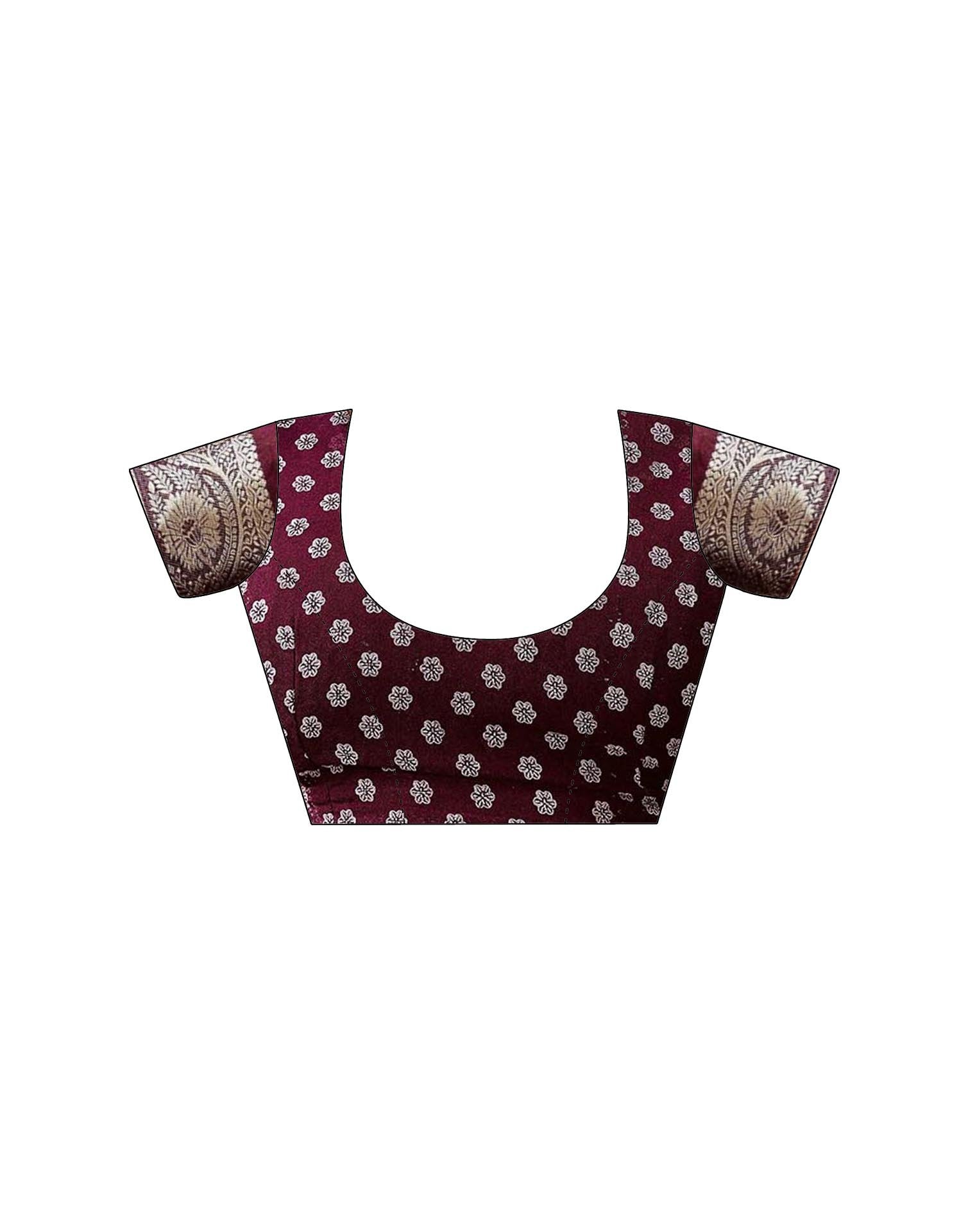 Wine Georgette Printed Saree