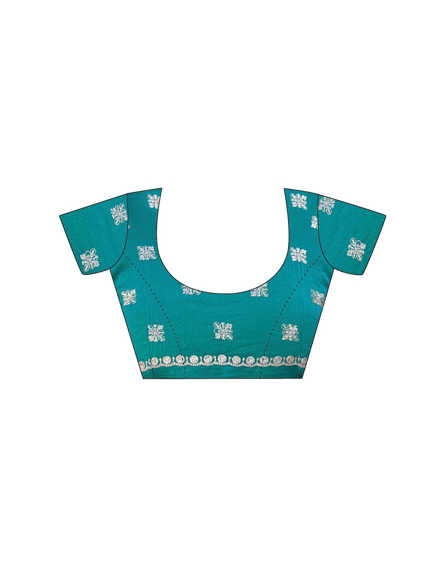 Teal Green Shimmer Sequence Embroidery Saree