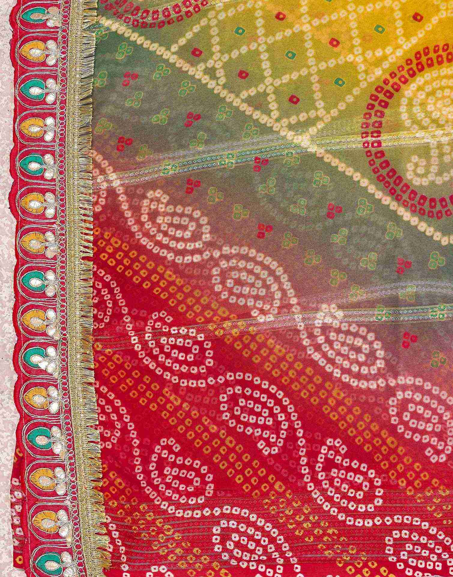 Maroon Georgette Bandhani Printed Saree