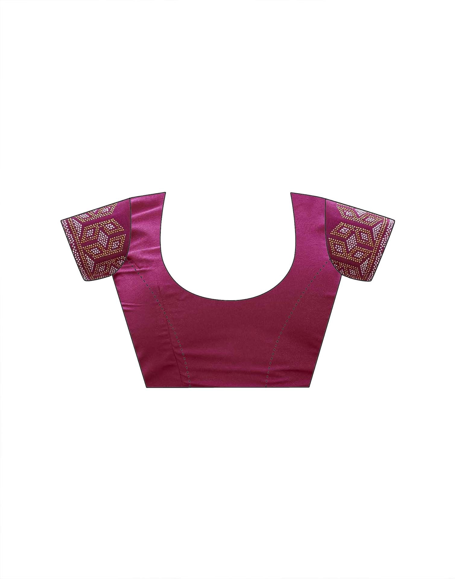 Rani Pink Georgette Stone Work Embellished Saree