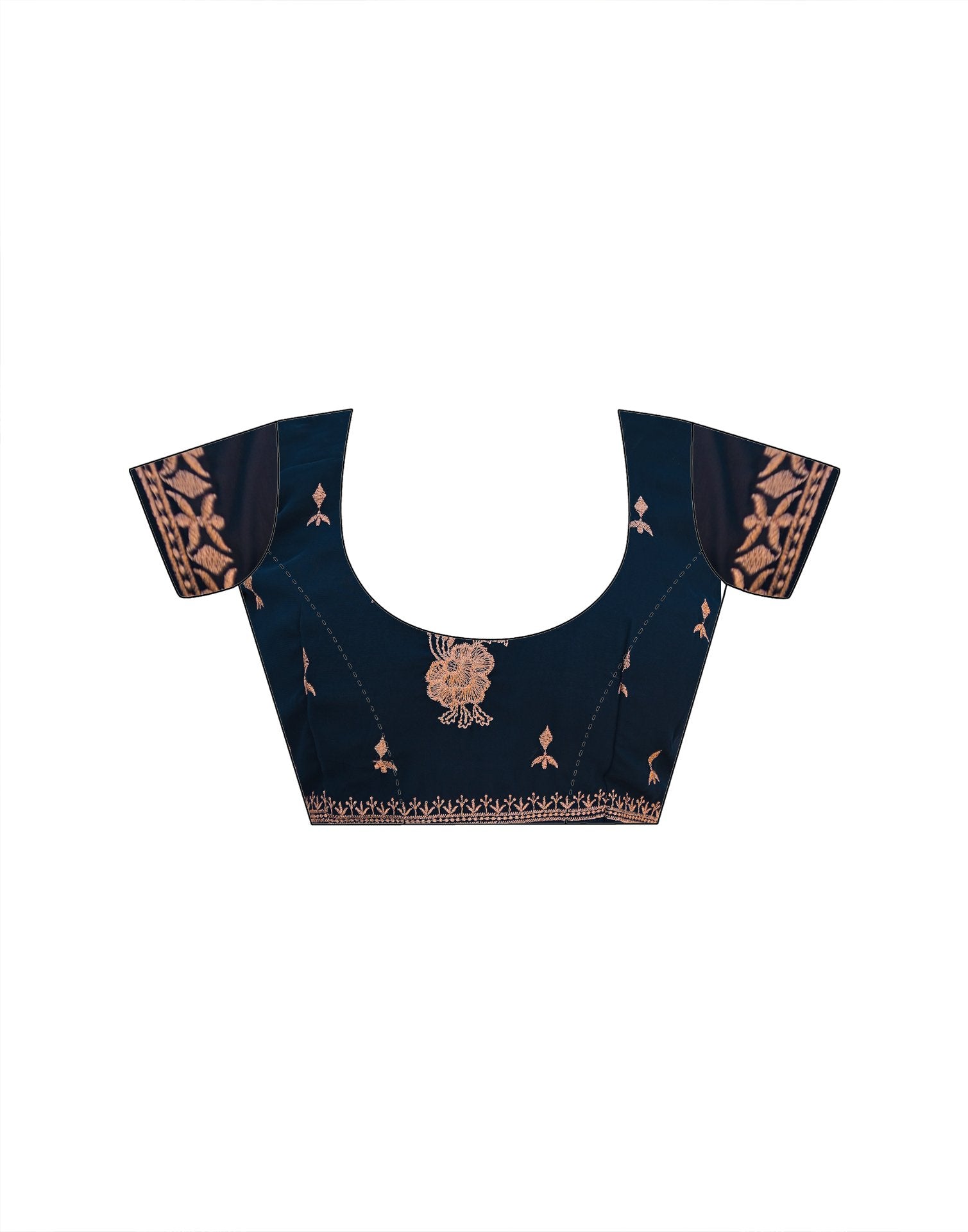 Dark Navy Blue Georgette Embroidery Embellished Saree