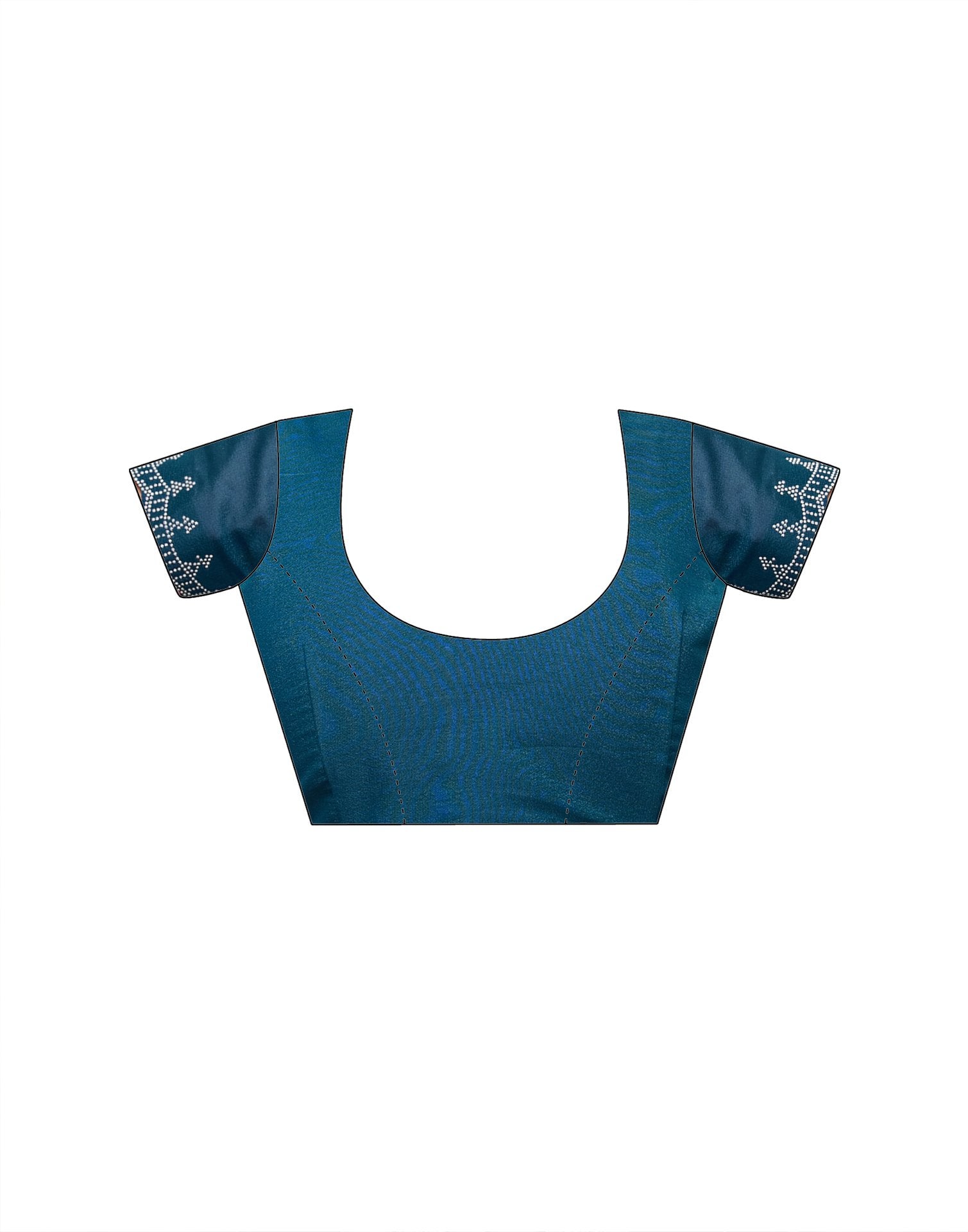 Teal Blue Shimmer Stone Work Swarovski Saree