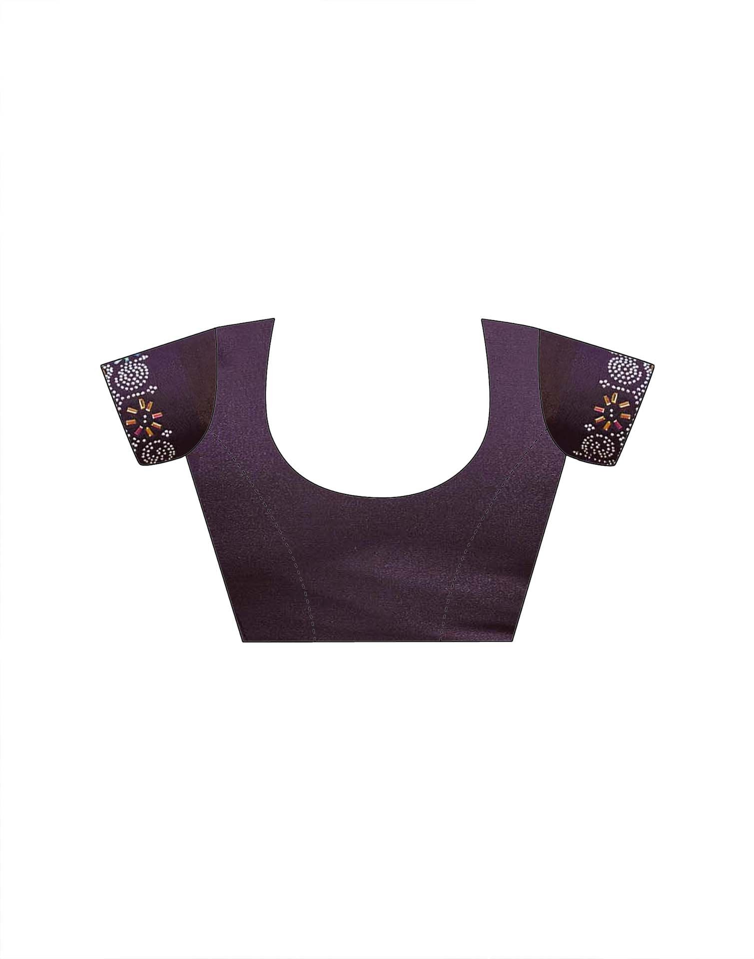 Purple Shimmer Stone Work Swarovski Saree