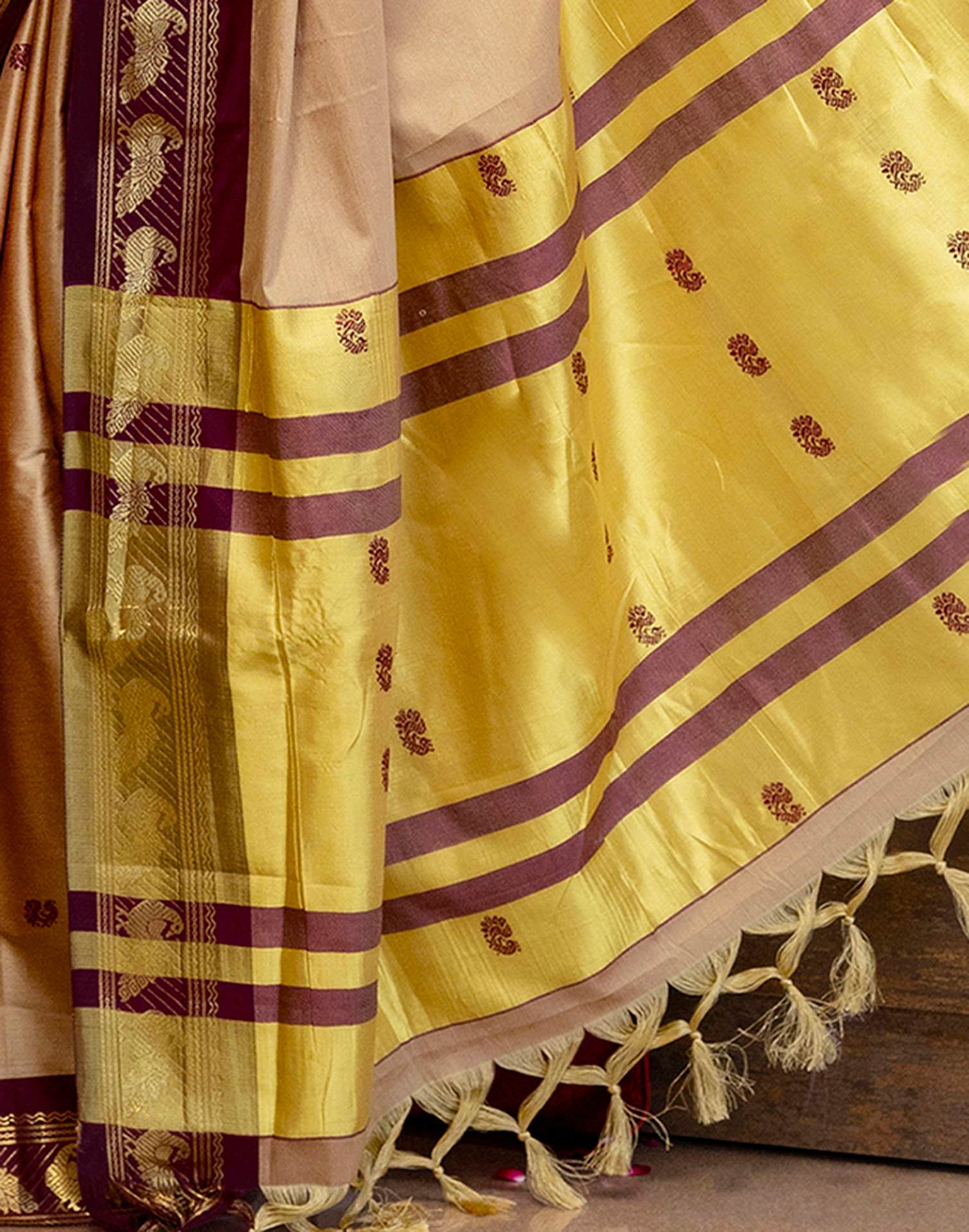 Light Brown Silk Woven Kanjivaram Saree
