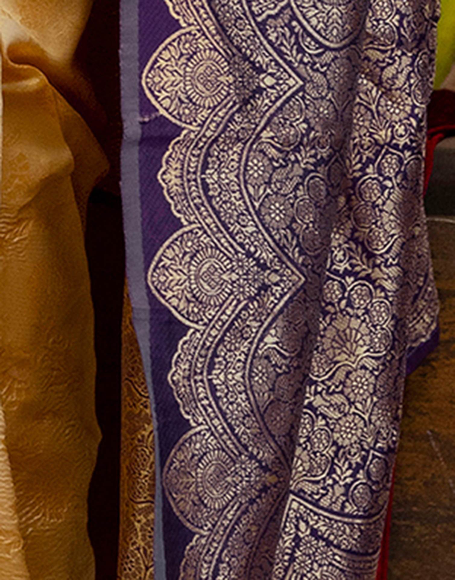 Cream Silk Woven Banarasi Saree