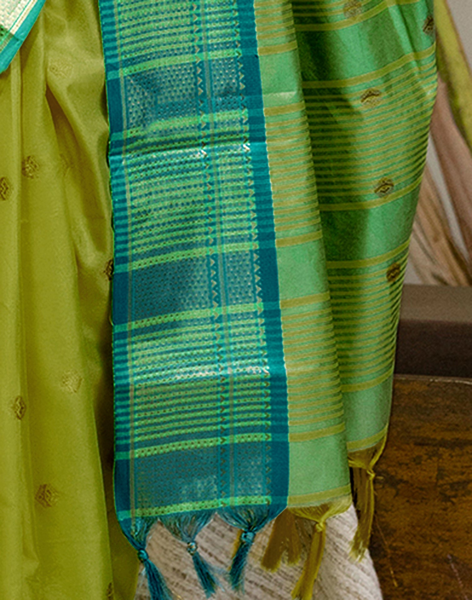 Lime Green Silk Woven Kanjivaram Saree