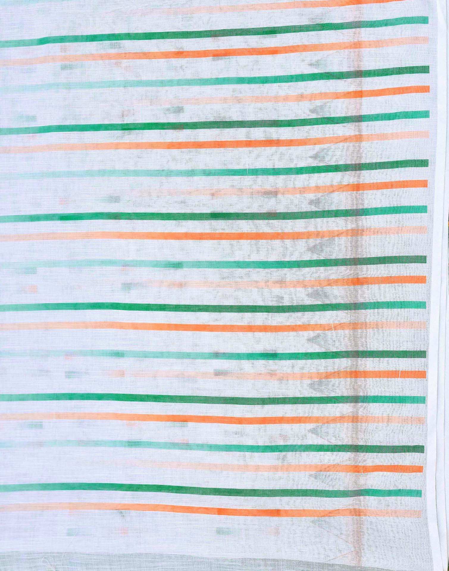 White Linen Printed Saree