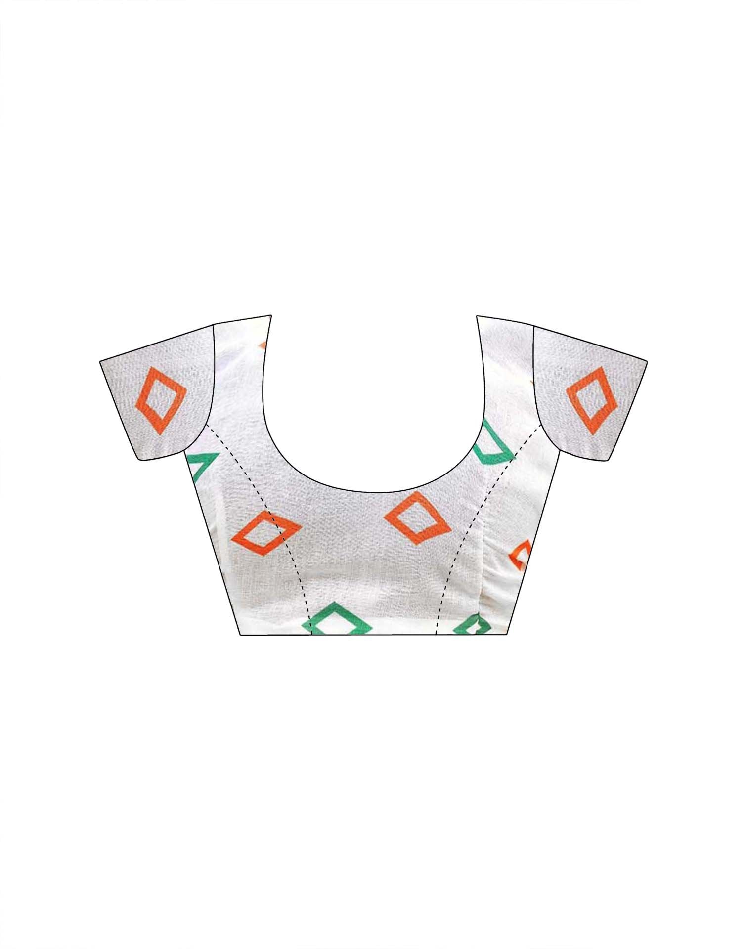 White Linen Printed Saree