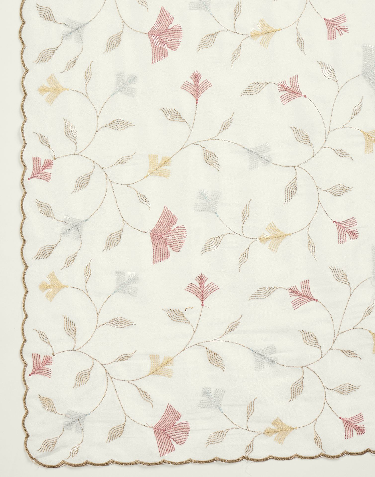 Off White Silk Sequence Embroidery Saree