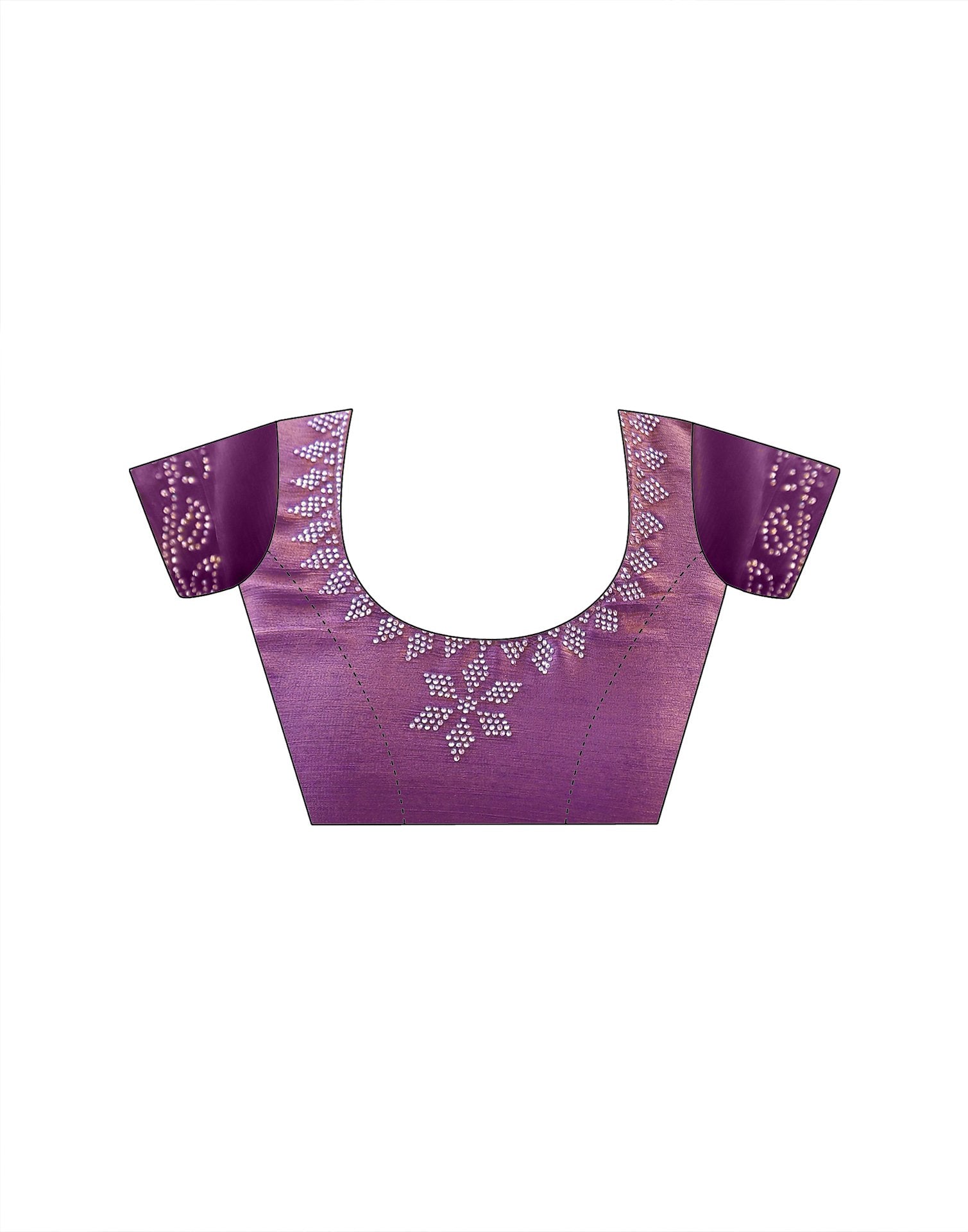 Purple Shimmer Chiffon Stone Work Swarovski saree