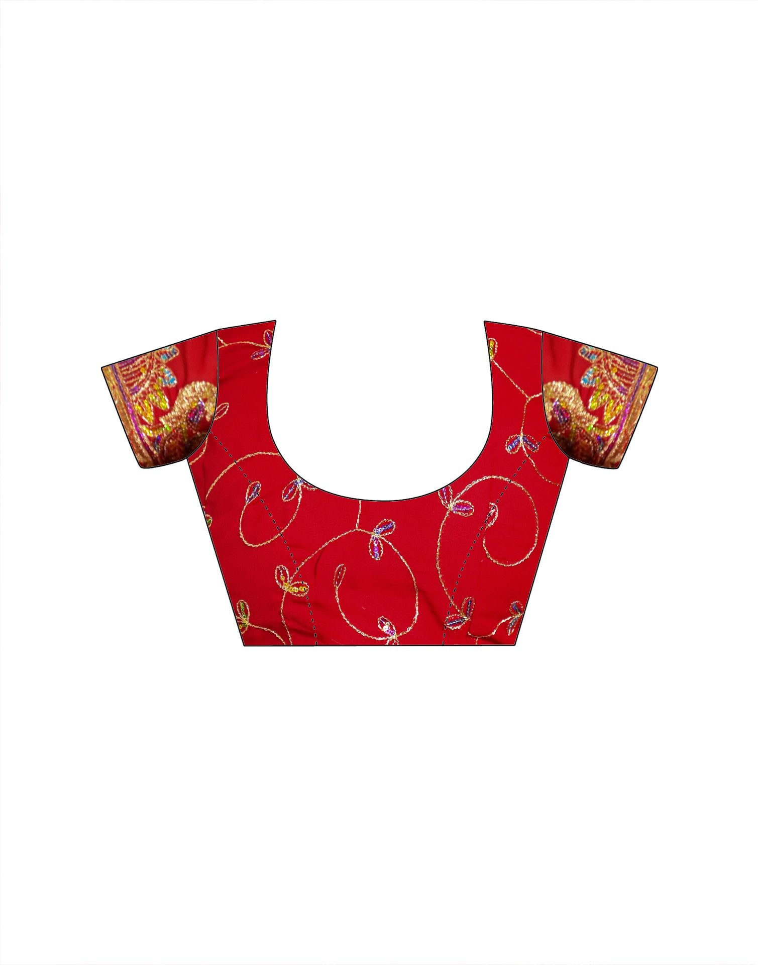 Red Georgette Sequence Embroidery saree