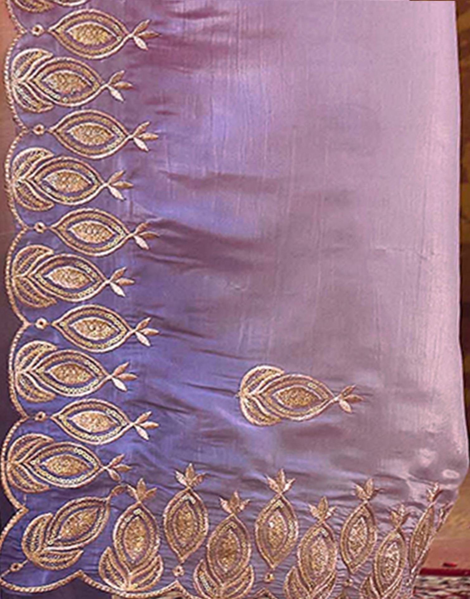 Coral Pink Tissue Silk Sequence Embroidery Saree