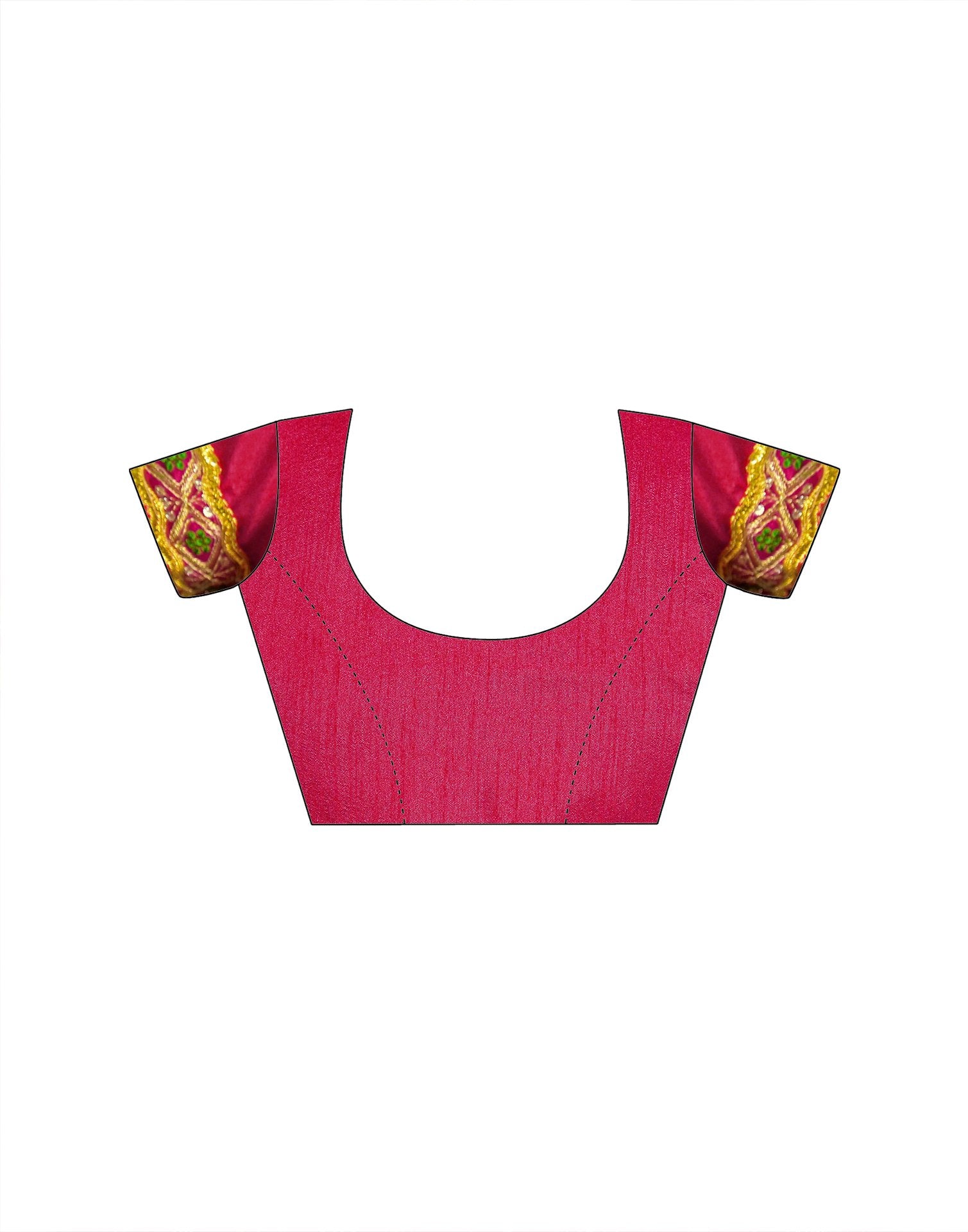 Dark Pink Georgette Bandhani Printed Lace Saree