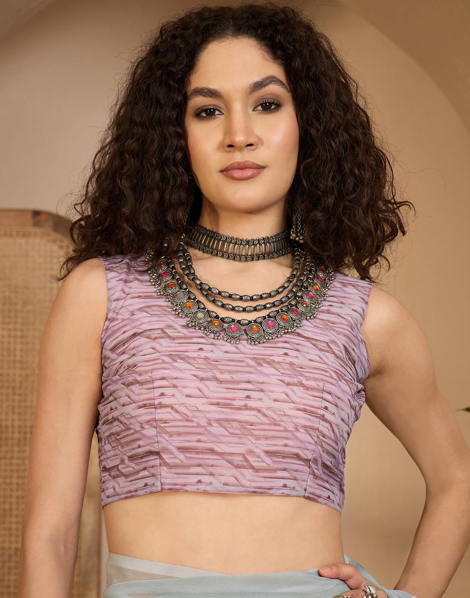 Grey Georgette Floral Printed Saree