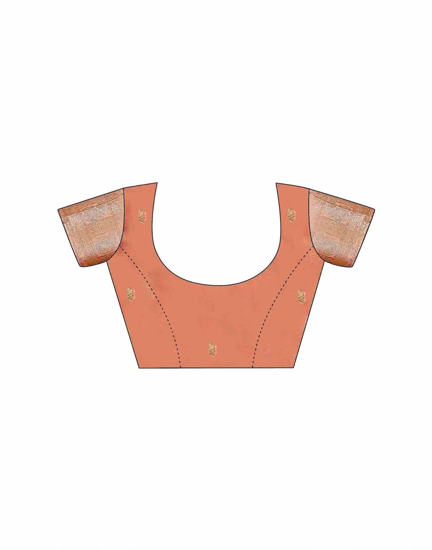 Peach Silk Woven Banarasi Saree