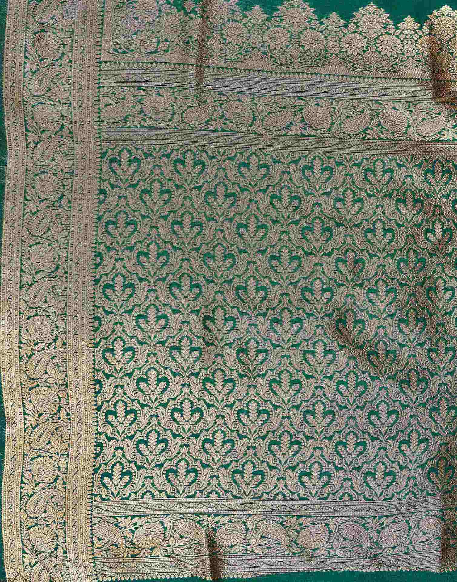 Dark Green Silk Woven Banarasi Saree