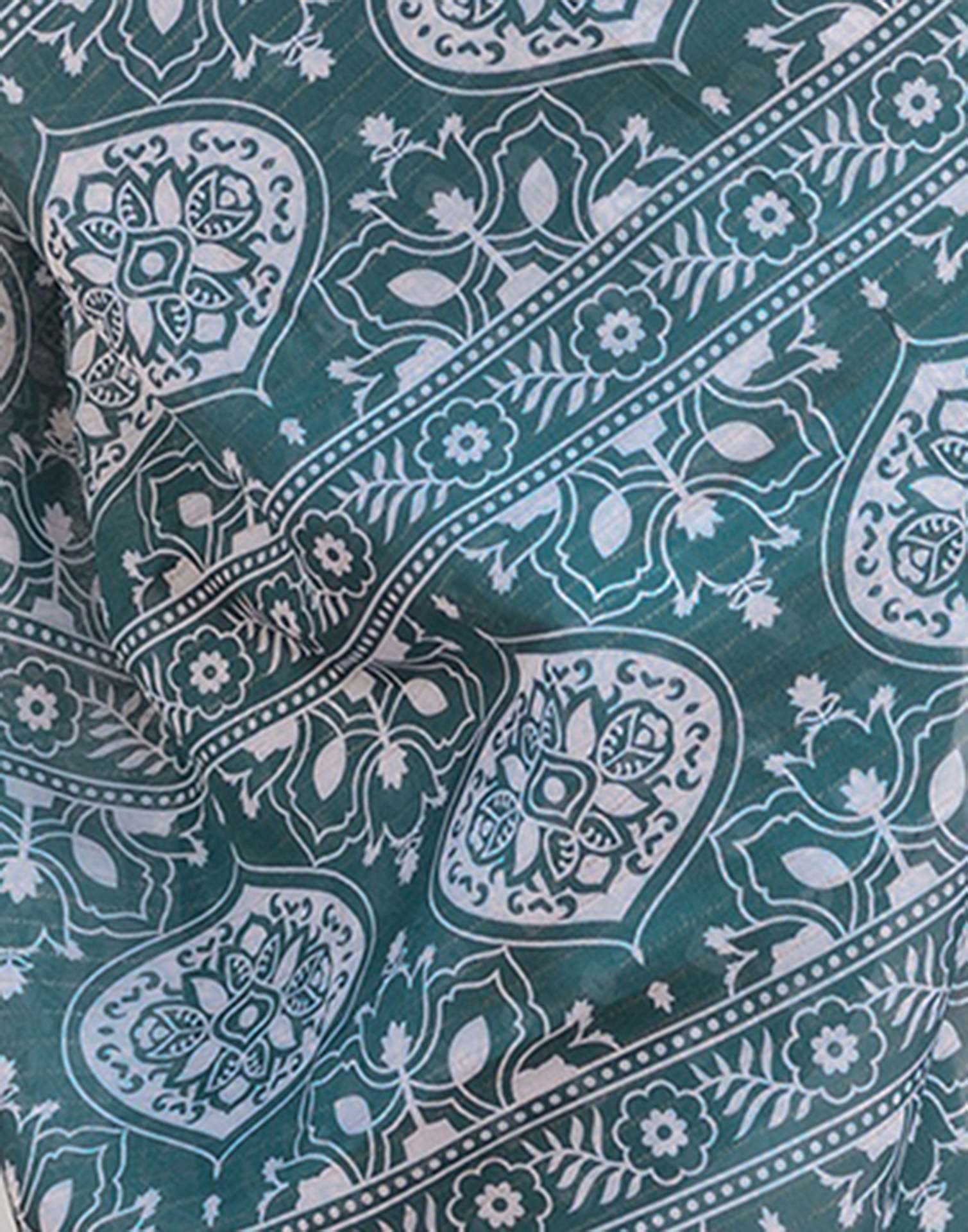 Ready To Wear Rama Green Dola Silk Bandhani Printed Saree