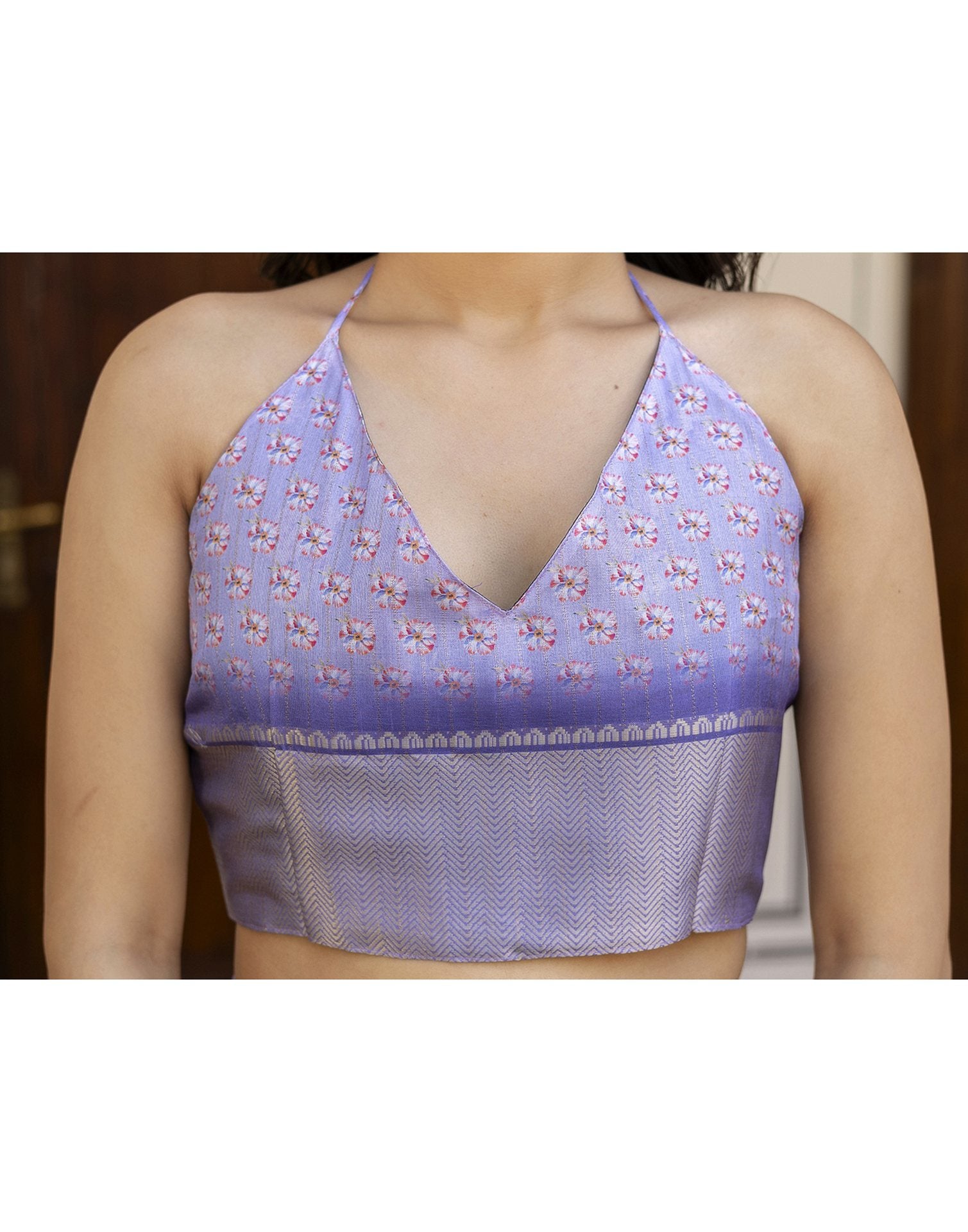 Ready To Wear Light Lavender Dola Silk Floral Printed Saree