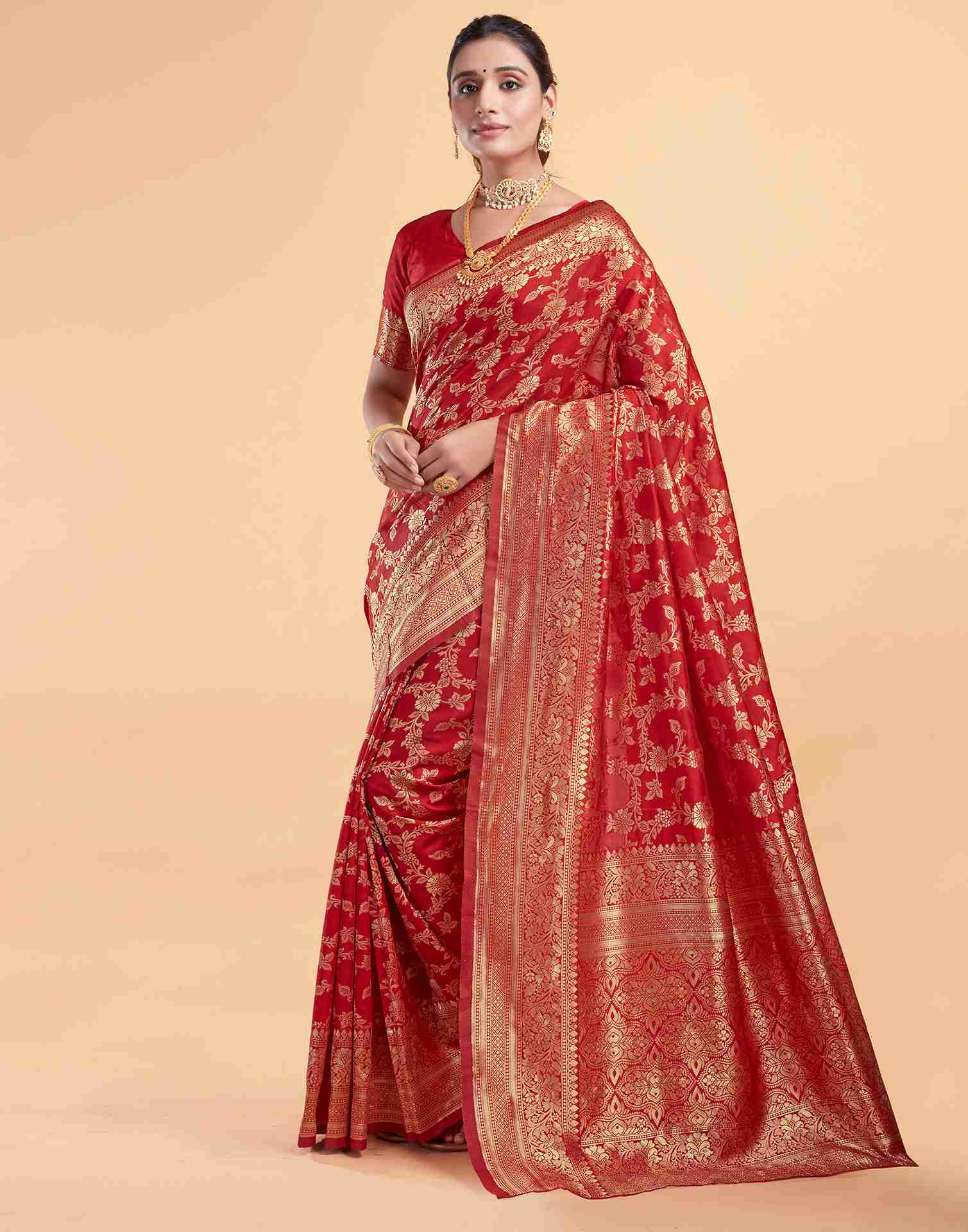 Red Zari Banarasi Silk Saree