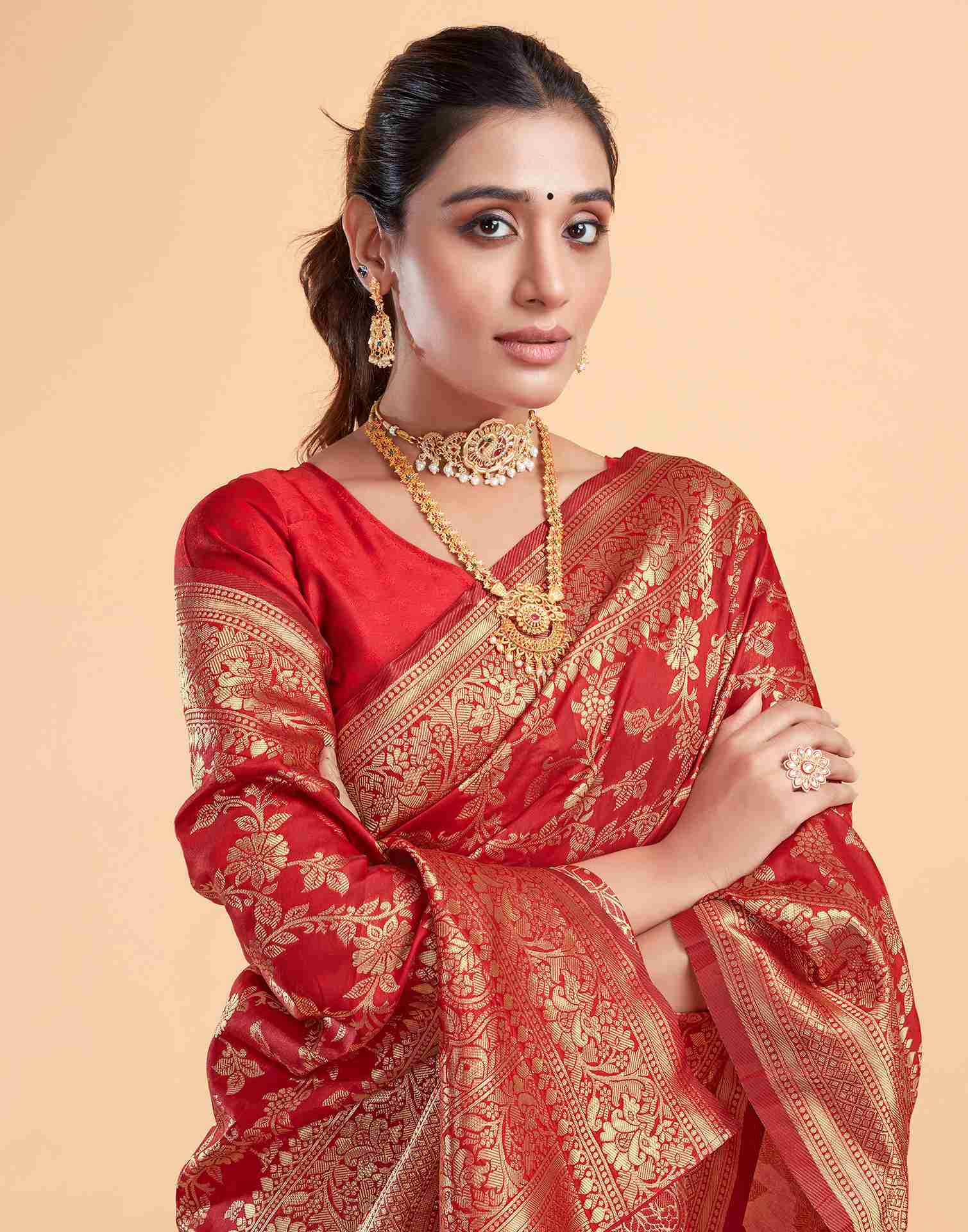 Red Zari Banarasi Silk Saree