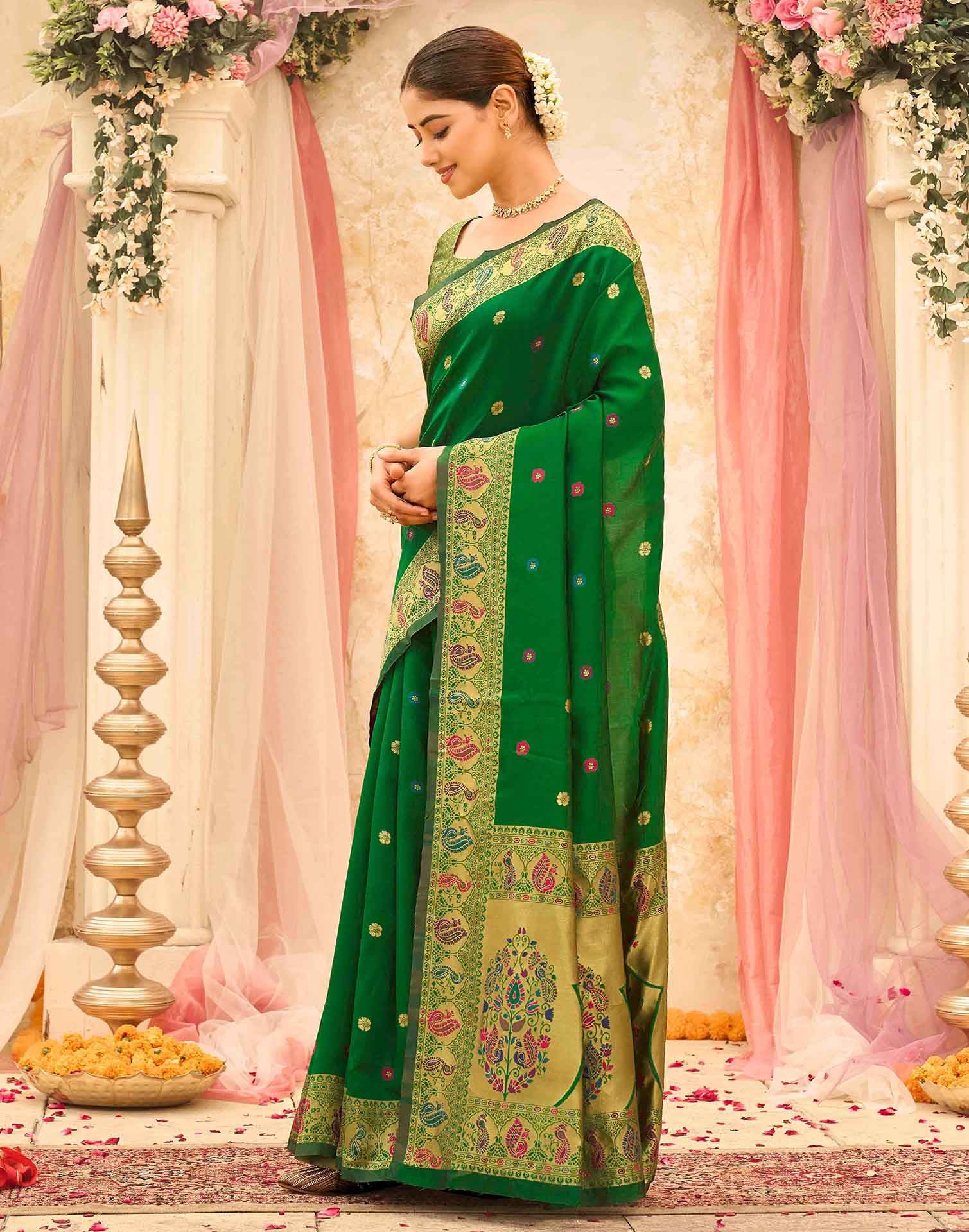 Green Silk Woven Paithani Saree