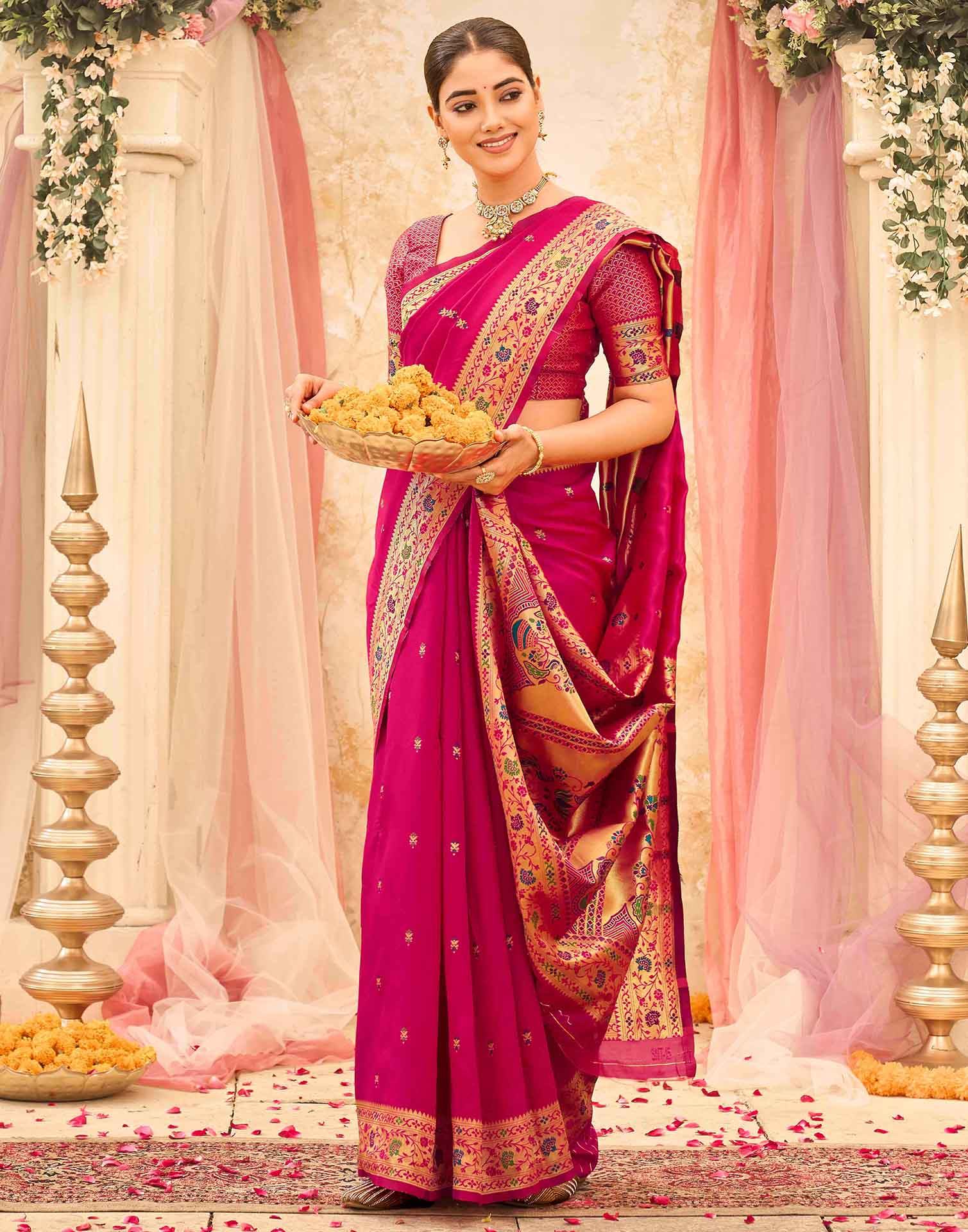 Pink Silk Woven Paithani Saree